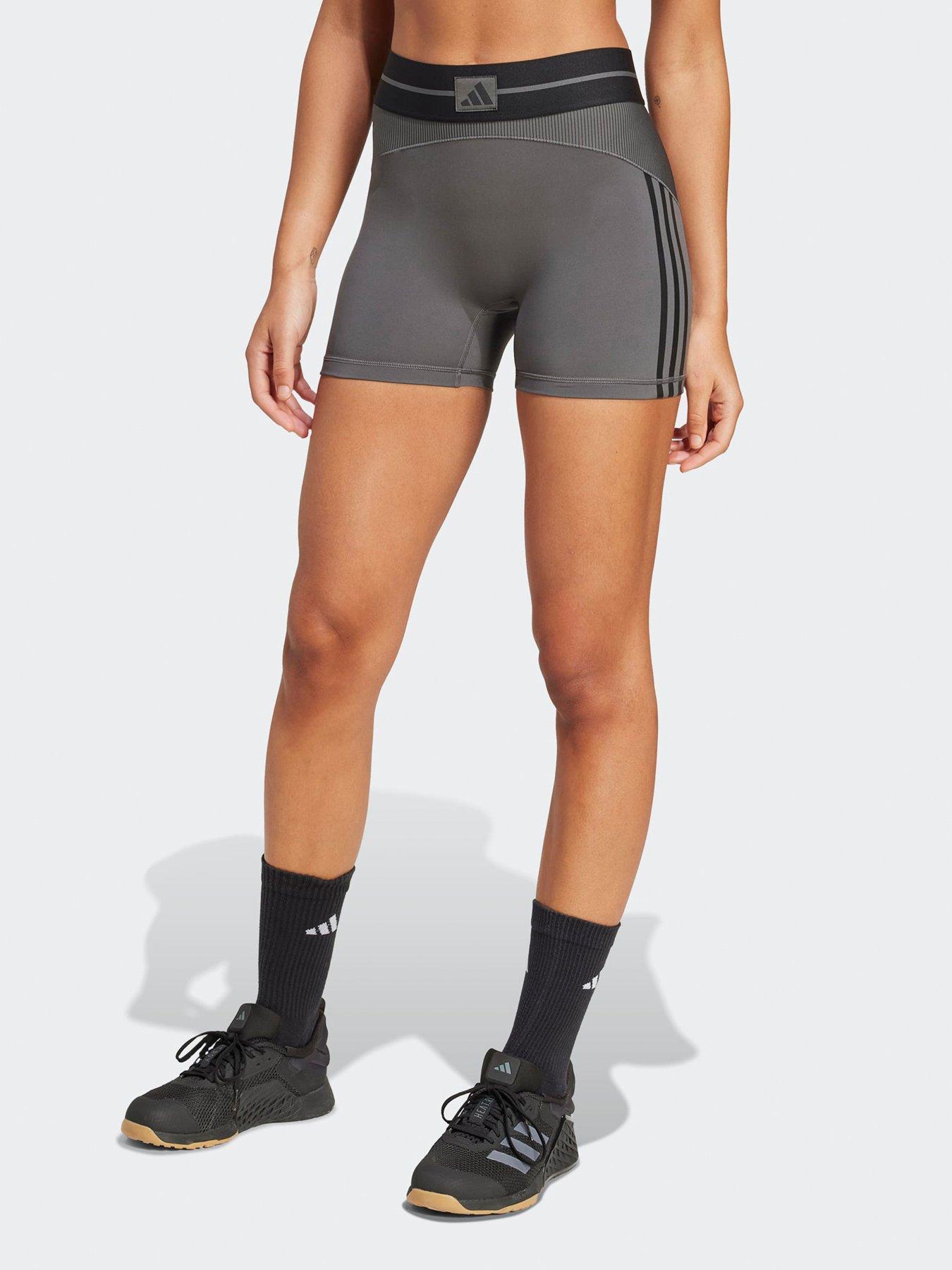 adidas: Womens Training Hyperglam Ribbed Bike Shorts - Grey