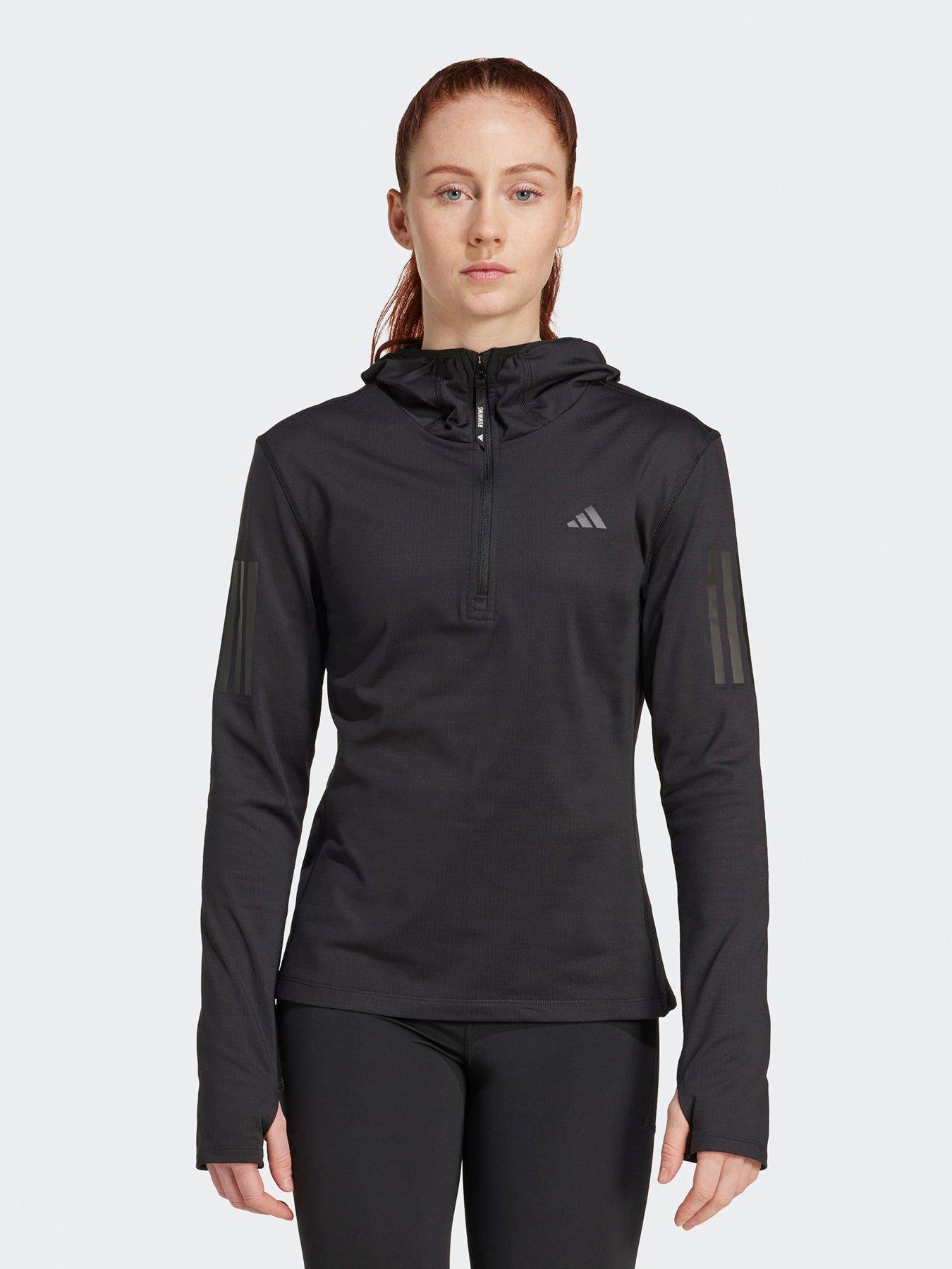 adidas Womens Running Own The Run Winter 1/2 Zip Hooded Top - Black