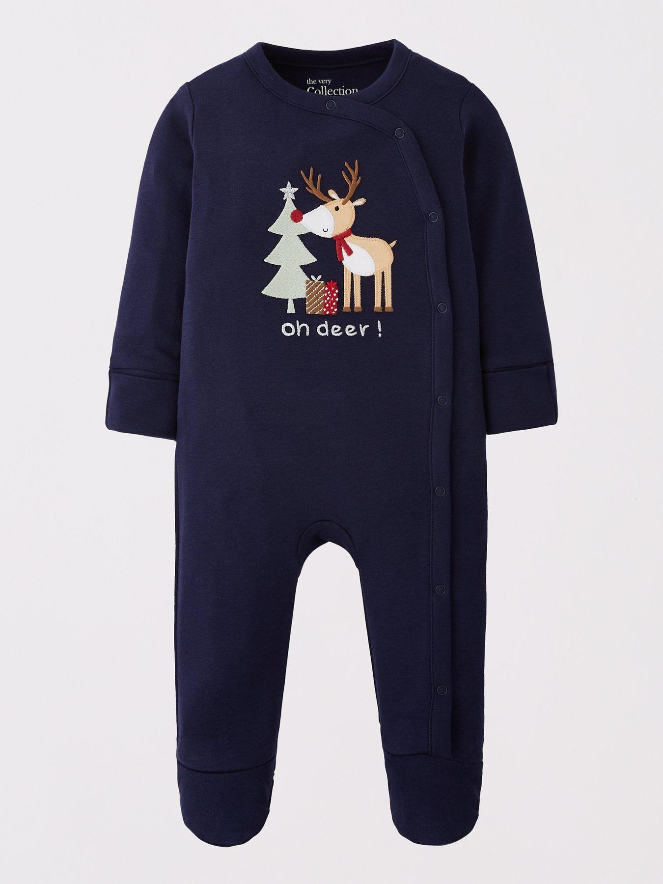 Image 3 of 5 of The Very Collection Baby Boys 2 Pack Christmas Sleepsuits - Blue/Red