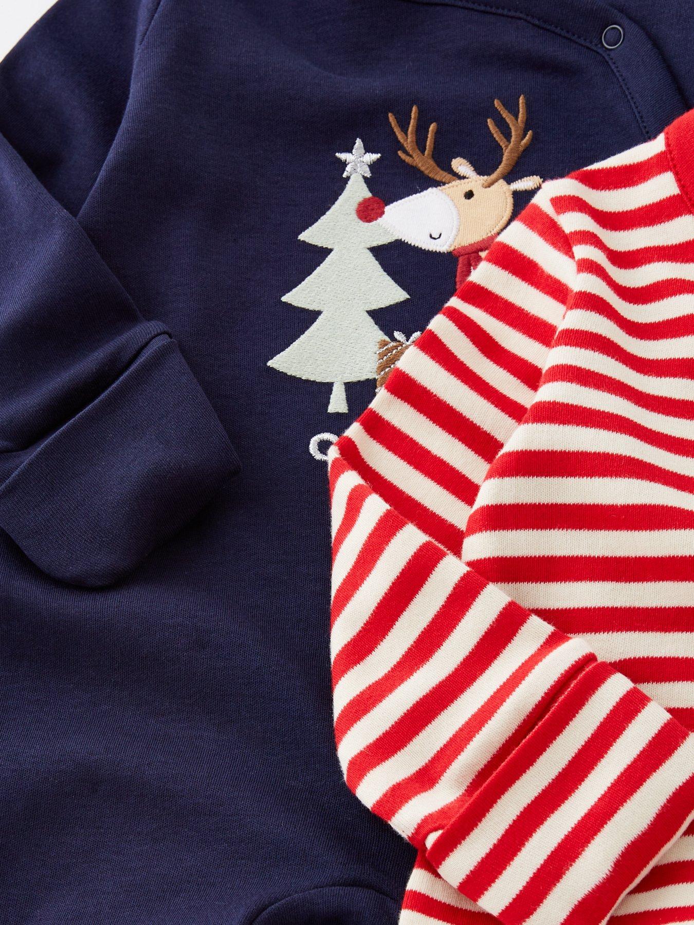 Image 5 of 5 of The Very Collection Baby Boys 2 Pack Christmas Sleepsuits - Blue/Red