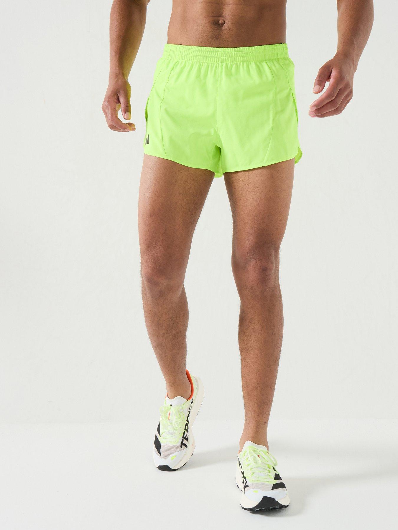 adidas Mens Running Adizero Split Shorts, Lucid Lemon, Size Xl, Men