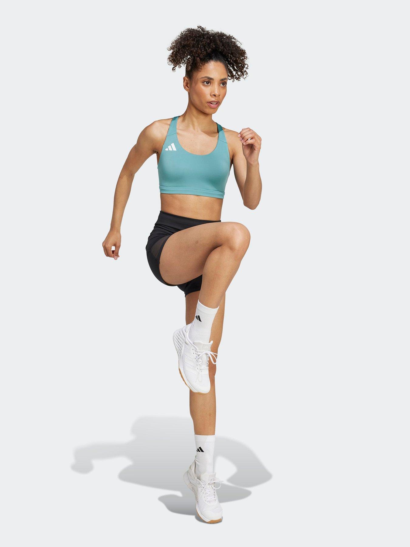 adidas Womens Running Adizero Mid Support C-d Cup Sports Bra - Green | Very
