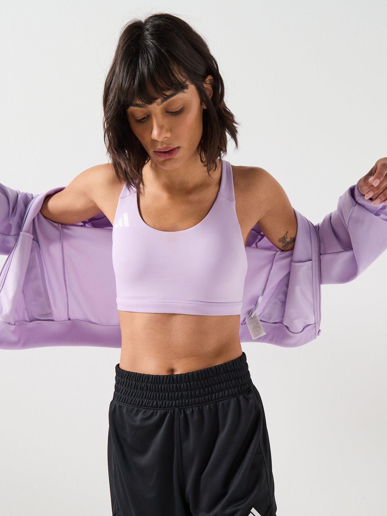 adidas Womens Running Adizero Mid Support C-D Cup Sports Bra, Powder Plum, Size L, Women