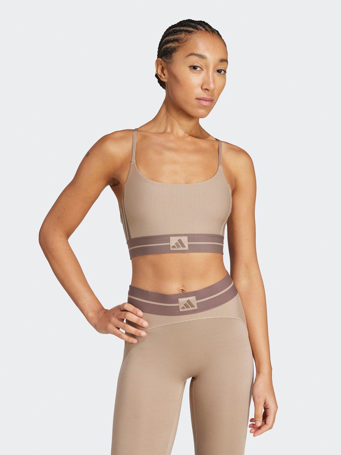 adidas Womens Training Hyperglam Rib Bralette - Brown