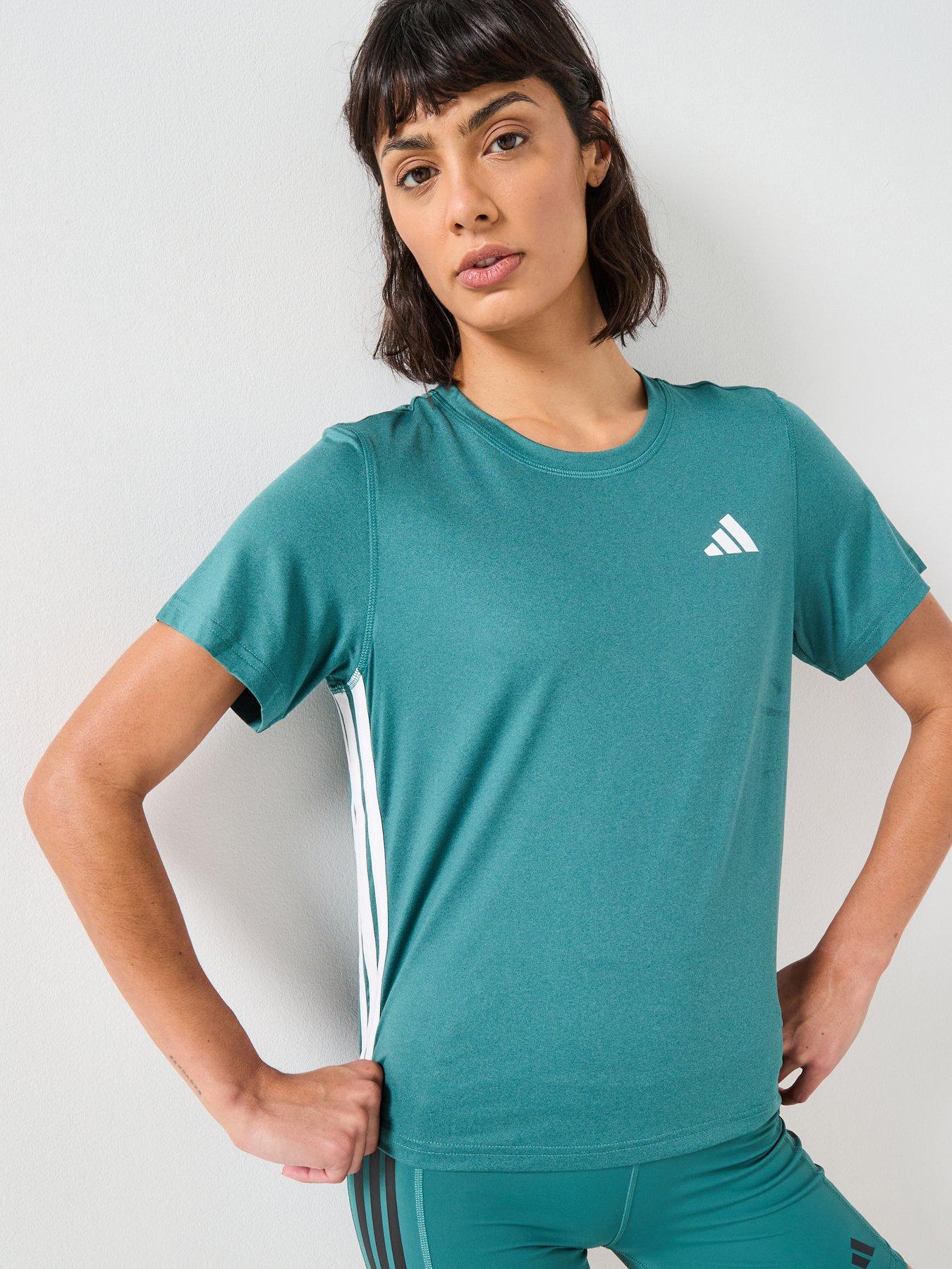 undefined Womens Training 3 Stripe Crew T-Shirt - Green