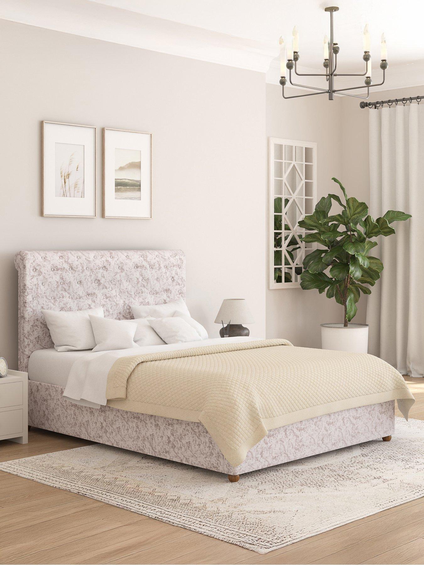 undefined Zahra Mirazzi Velvet Ottoman Bed Frame with Optional Mattress - Silver