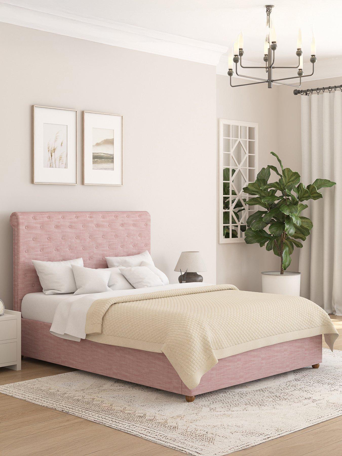 undefined Zahra Cotton Ottoman Bedframe with Mattress Option - Rose