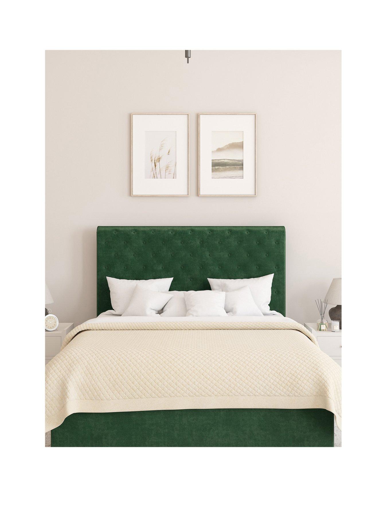 Image 2 of 5 of Aspire Zahra Velvet Ottoman Bedframe with Optional&nbsp;Mattress - Forest Green