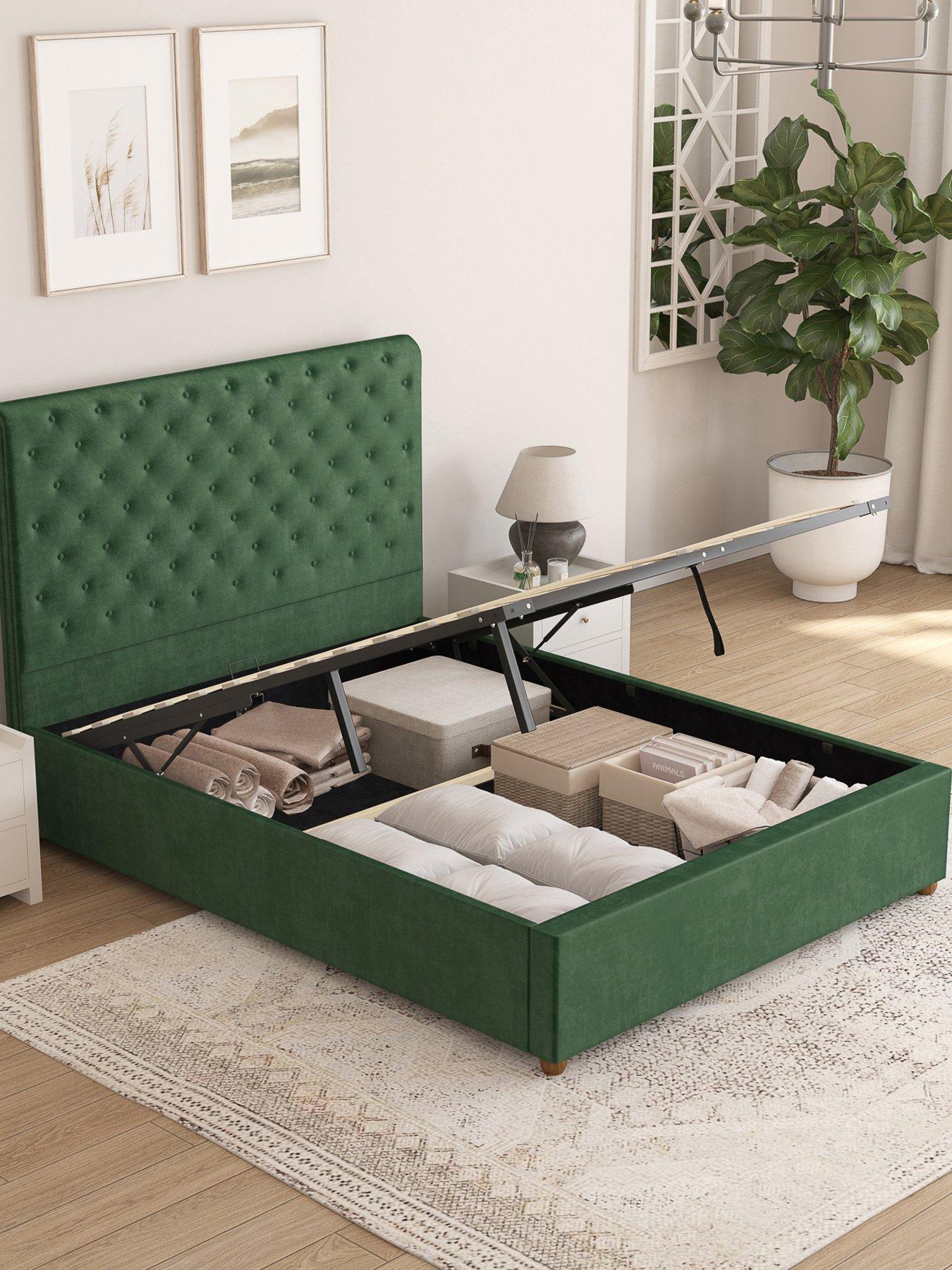 Image 4 of 5 of Aspire Zahra Velvet Ottoman Bedframe with Optional&nbsp;Mattress - Forest Green