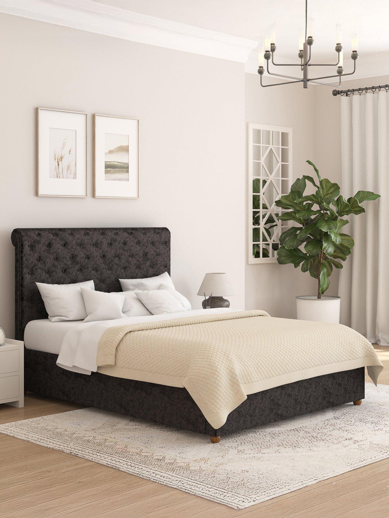 Aspire Zahra Mirazzi Velvet Ottoman Bed Frame with Optional Mattress