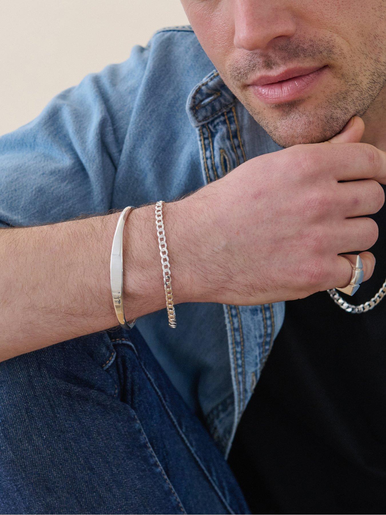 Image 2 of 4 of The Love Collection Sterling Silver Curb Chain (4.3mm) Bracelet 8 inch