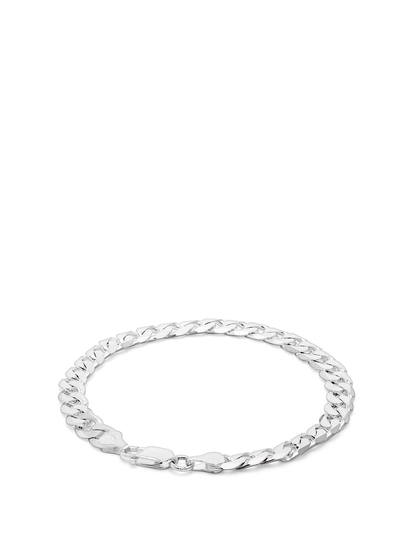 The Love Collection Sterling Silver Curb Chain (7mm) Bracelet 8 inch