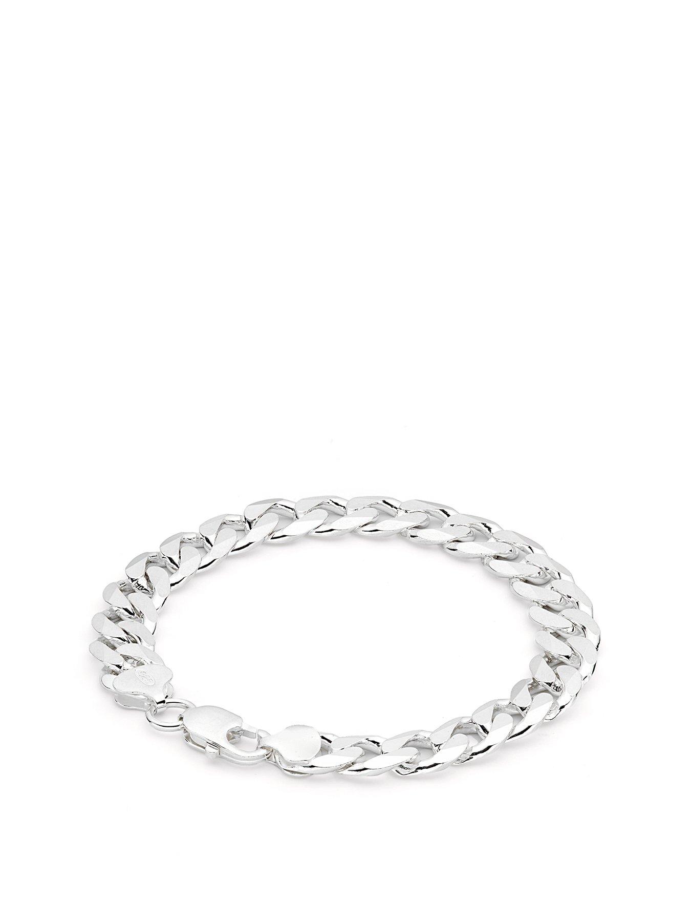 The Love Collection Sterling Silver Curb Chain (9mm) Bracelet 8 inch