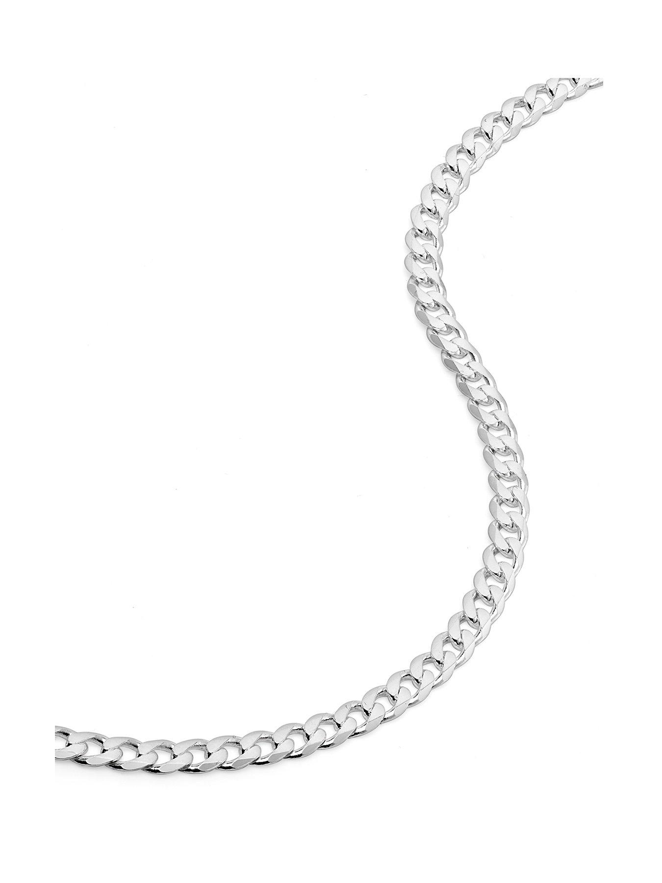 undefined Sterling Silver Curb Chain (3.5mm) Necklace 20 inch