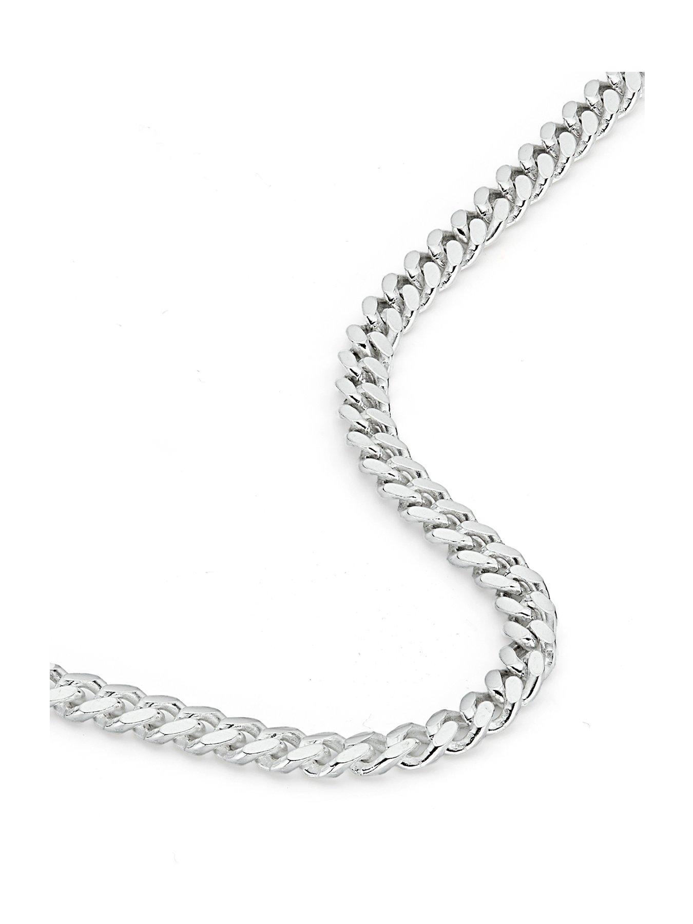 The Love Collection Sterling Silver Curb Chain Cuban (3.5mm) Necklace 24 inch