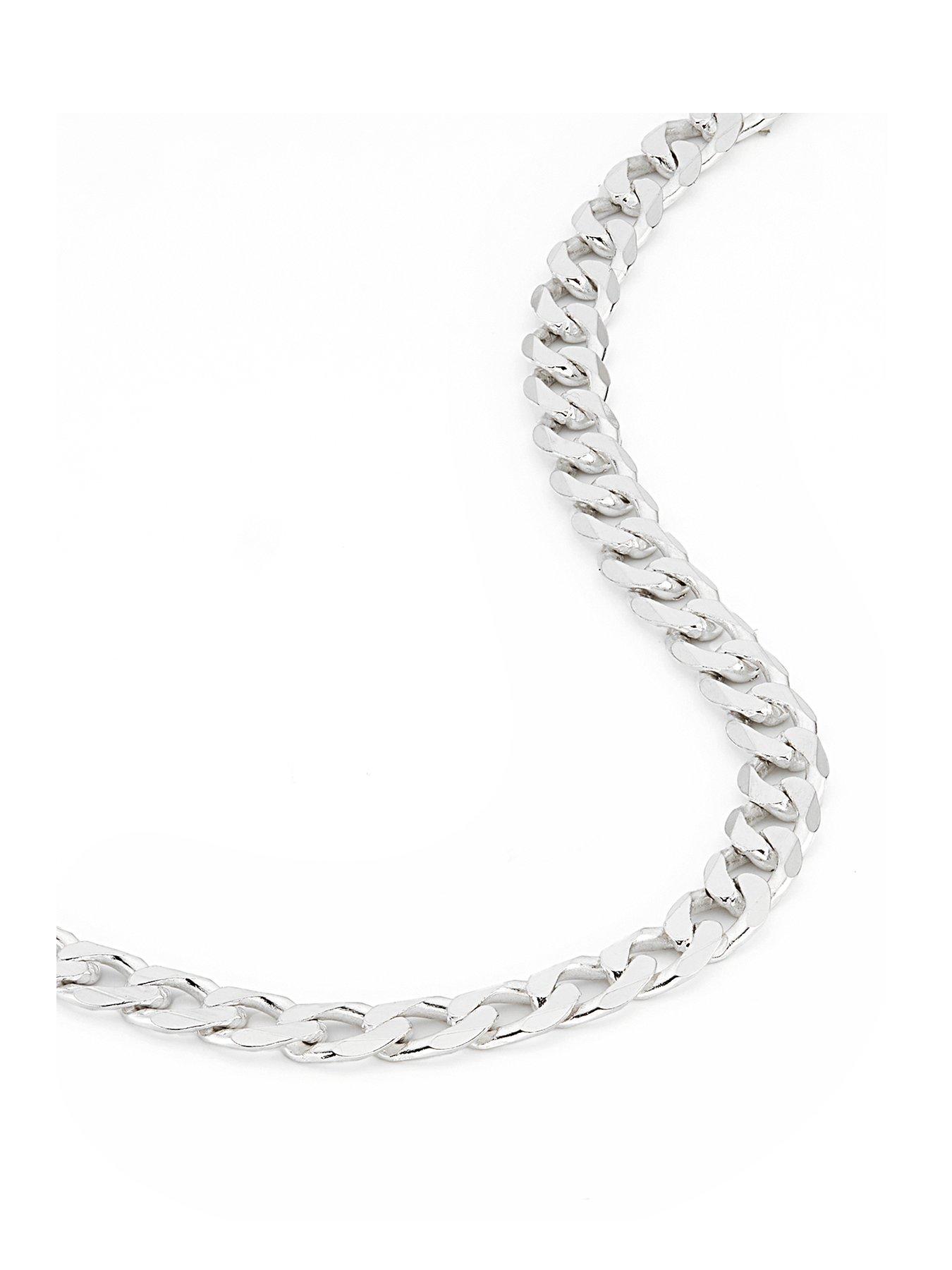 The Love Collection Sterling Silver Curb Chain (4.3mm) Necklace 24 inch