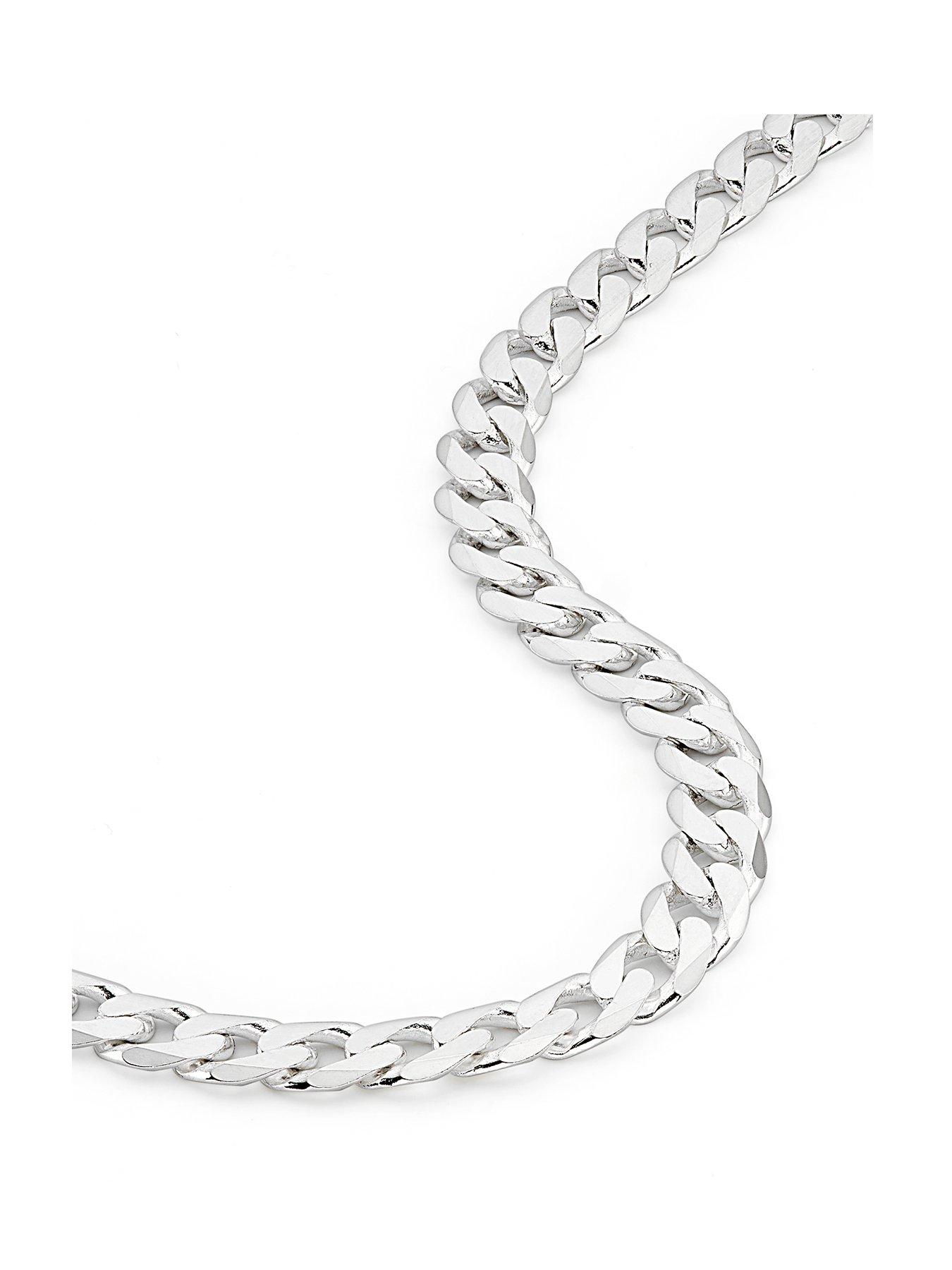 undefined Sterling Silver Curb Chain (7mm) Necklace 22 inch