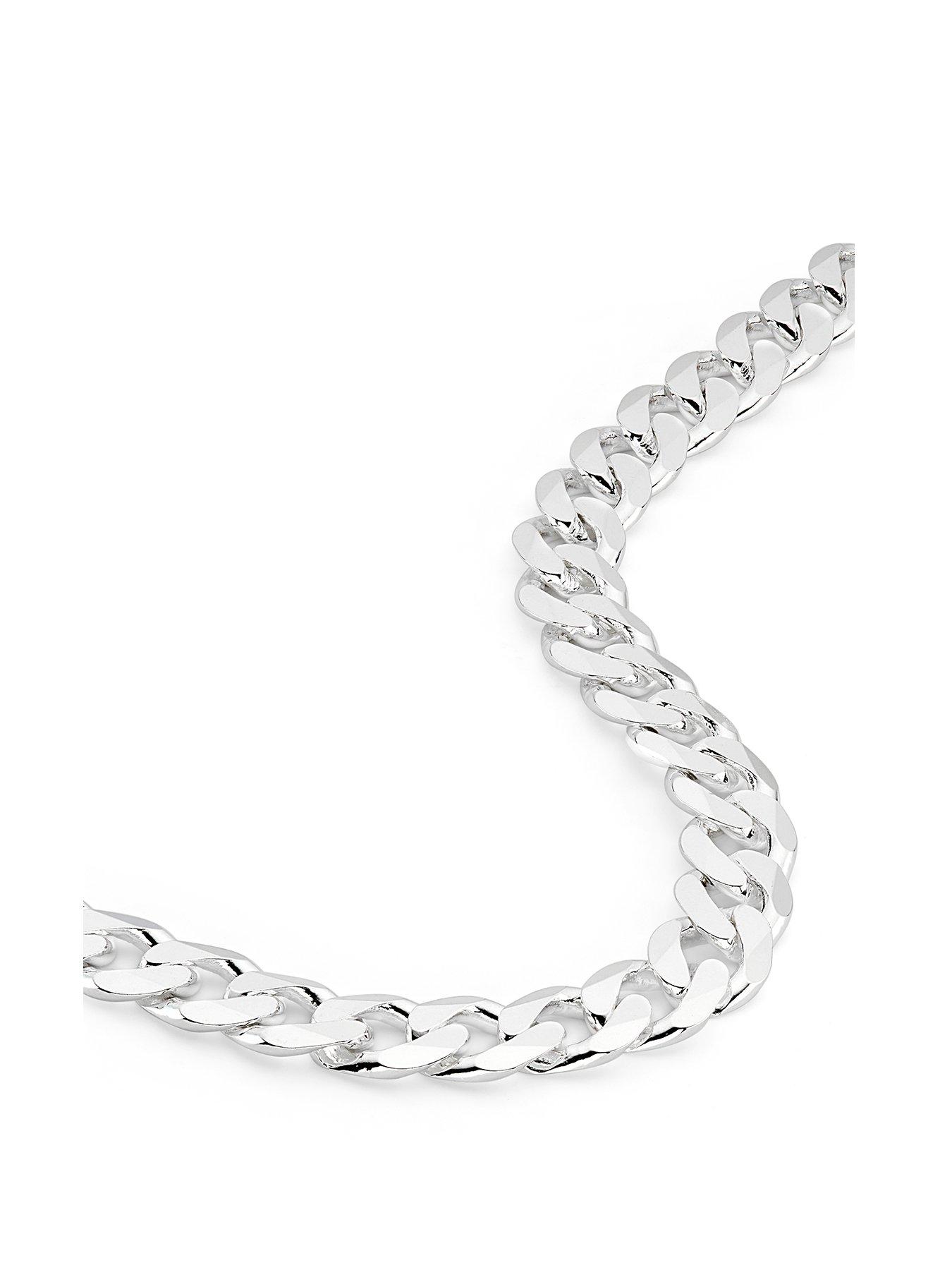 The Love Collection Sterling Silver Curb Chain (9mm) Necklace 22 inch