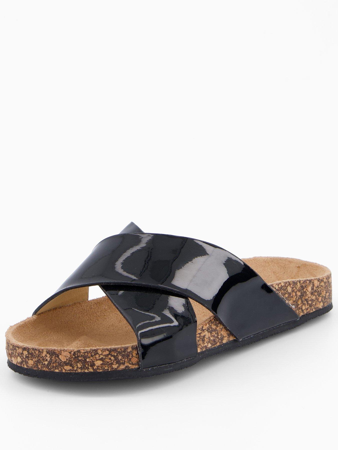 undefined Patent Cross Over Corkbed Sliders - Black