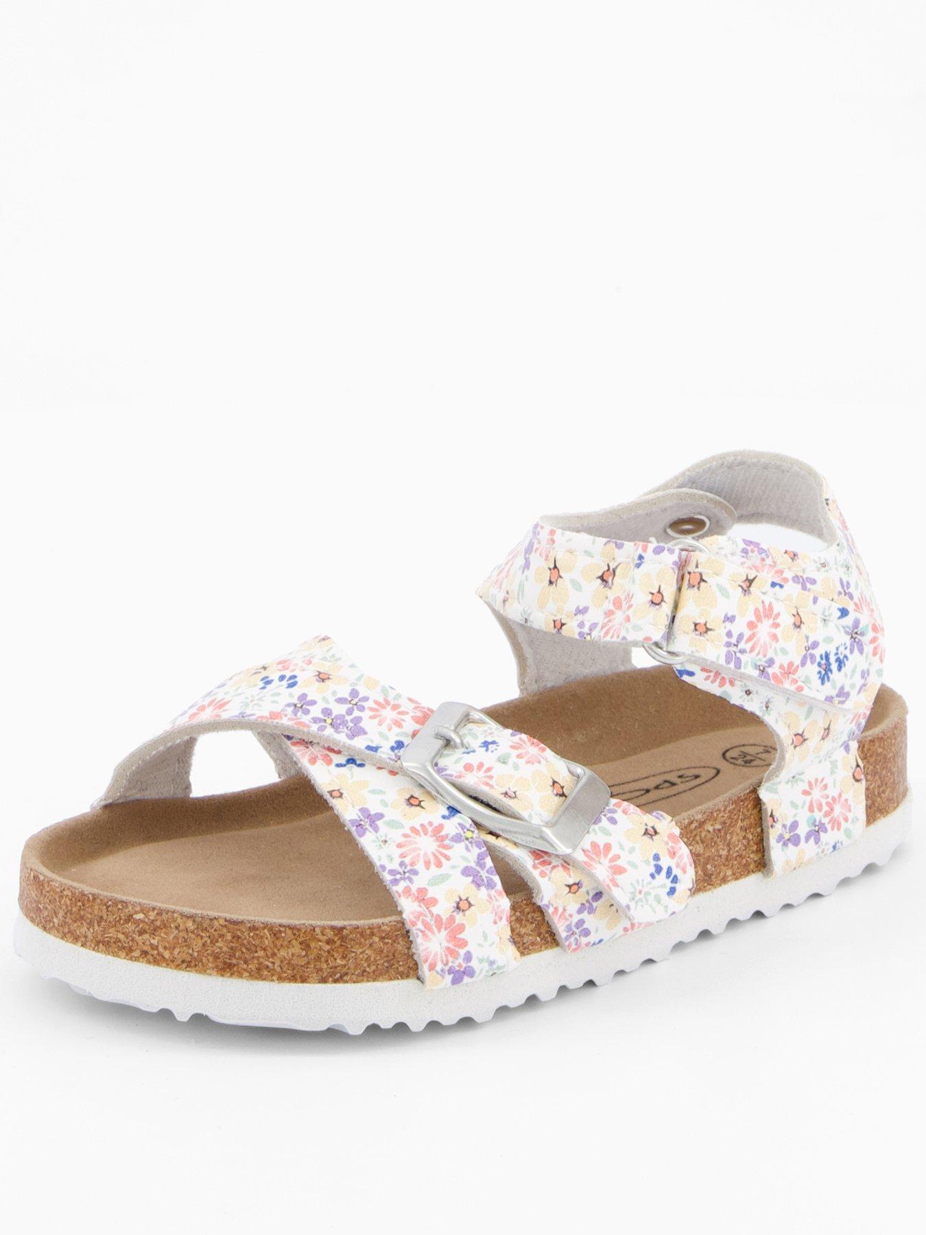 undefined Floral Corkbed Sandals - White