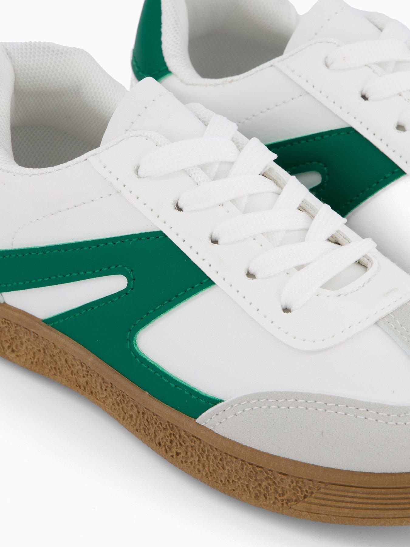 Image 5 of 6 of The Very Collection Green Lace Up Retro Trainer - White
