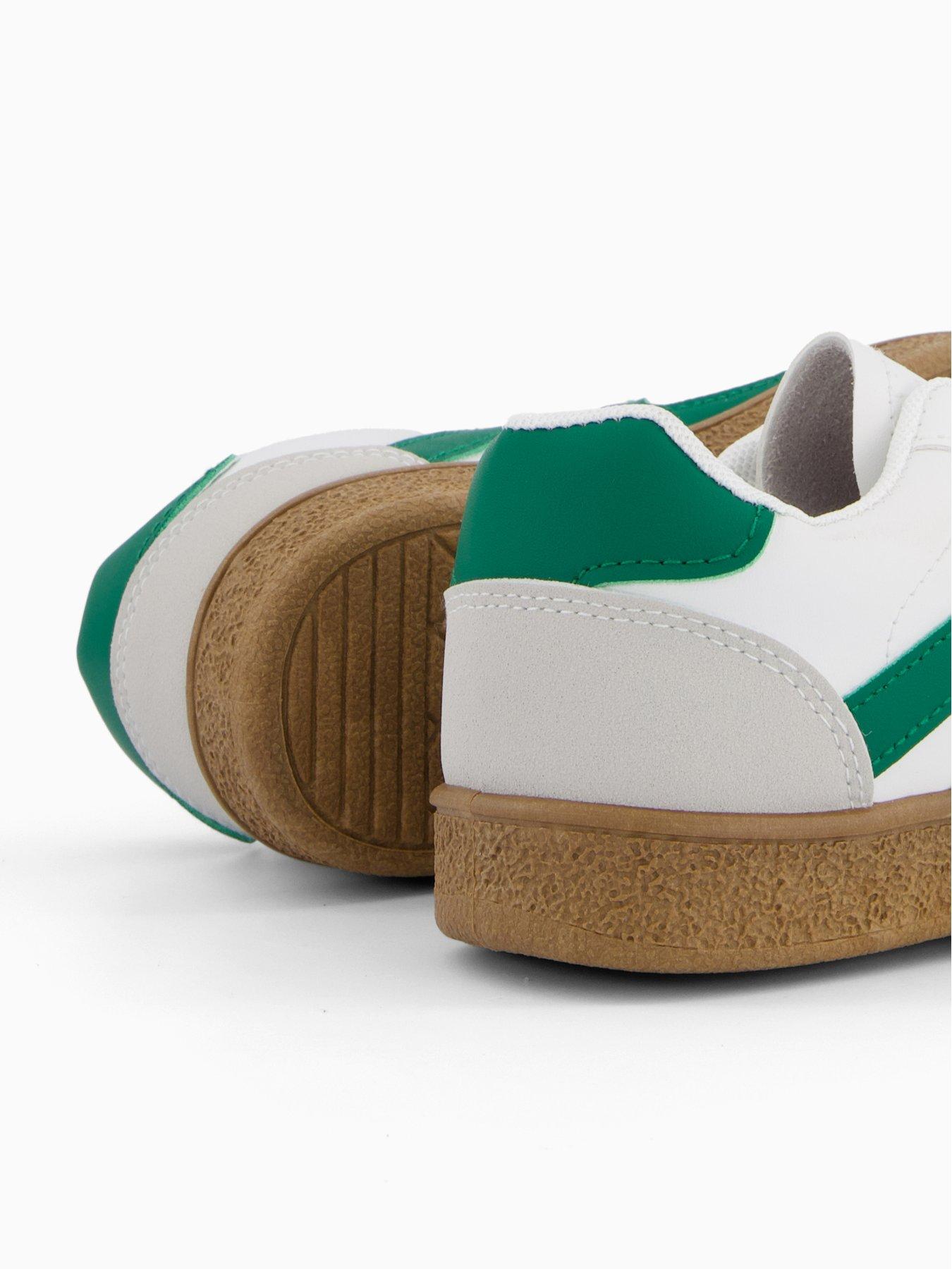 Image 6 of 6 of The Very Collection Green Lace Up Retro Trainer - White