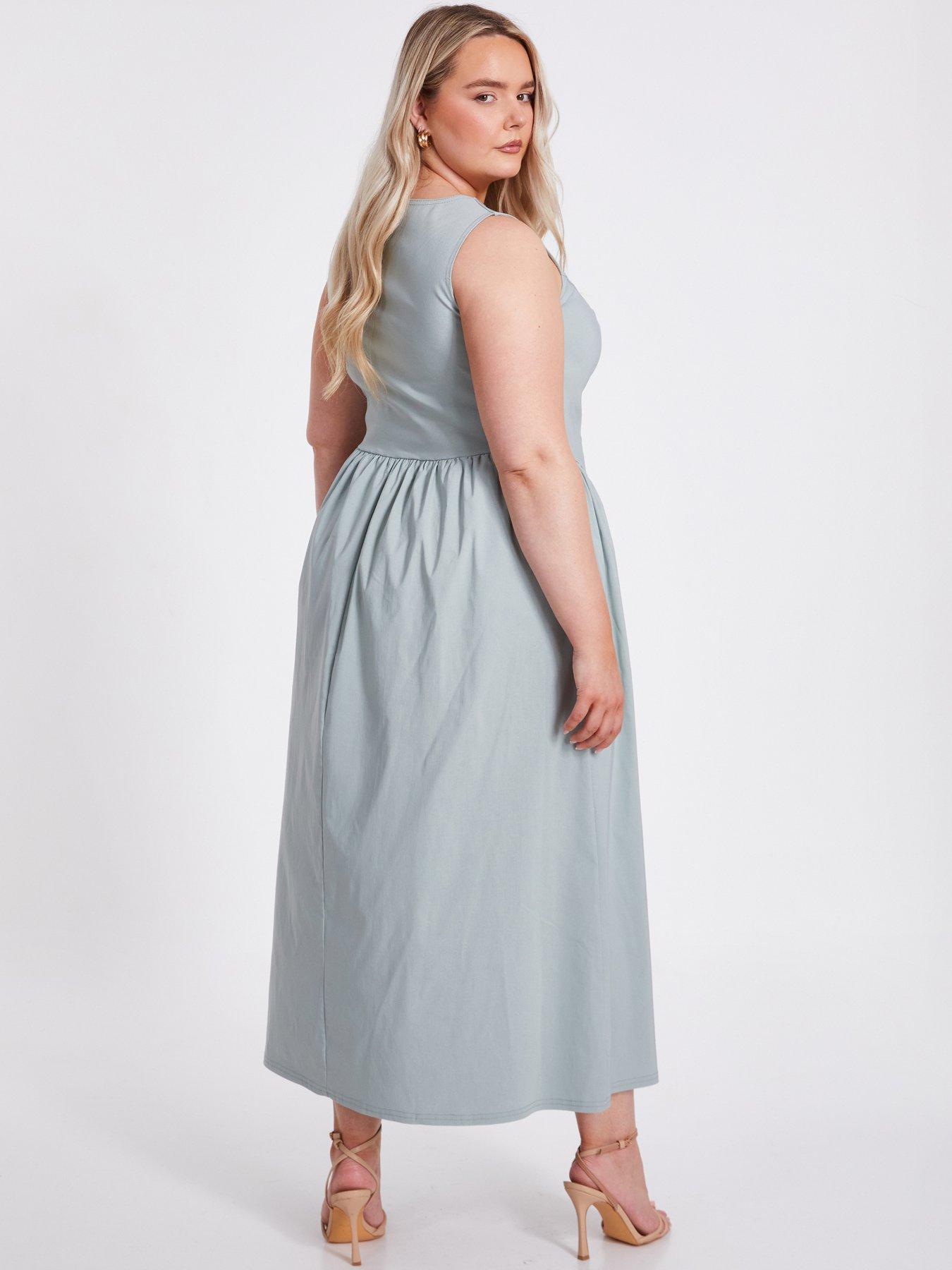 Quiz Curve Sage Drop Waist Midaxi Dress