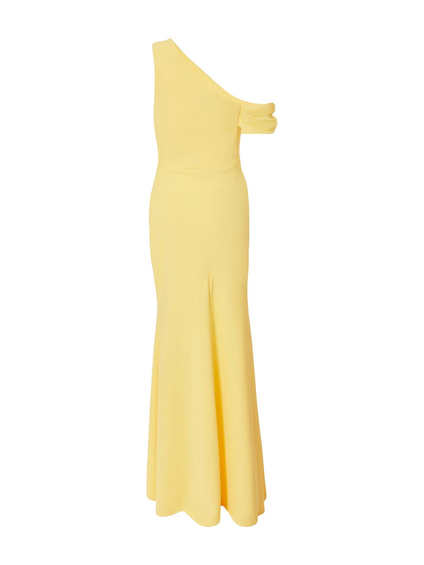 Image 5 of 6 of Quiz Lemon Asymmetric Cowl Neck Maxi Dress