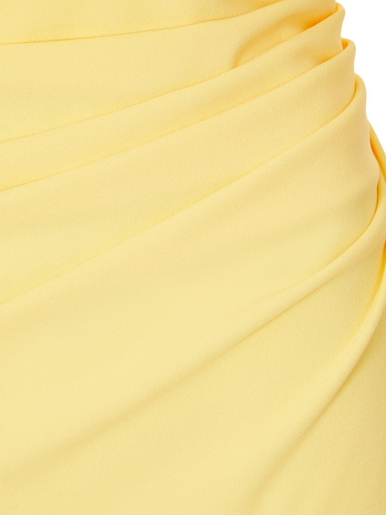 Image 6 of 6 of Quiz Lemon Asymmetric Cowl Neck Maxi Dress