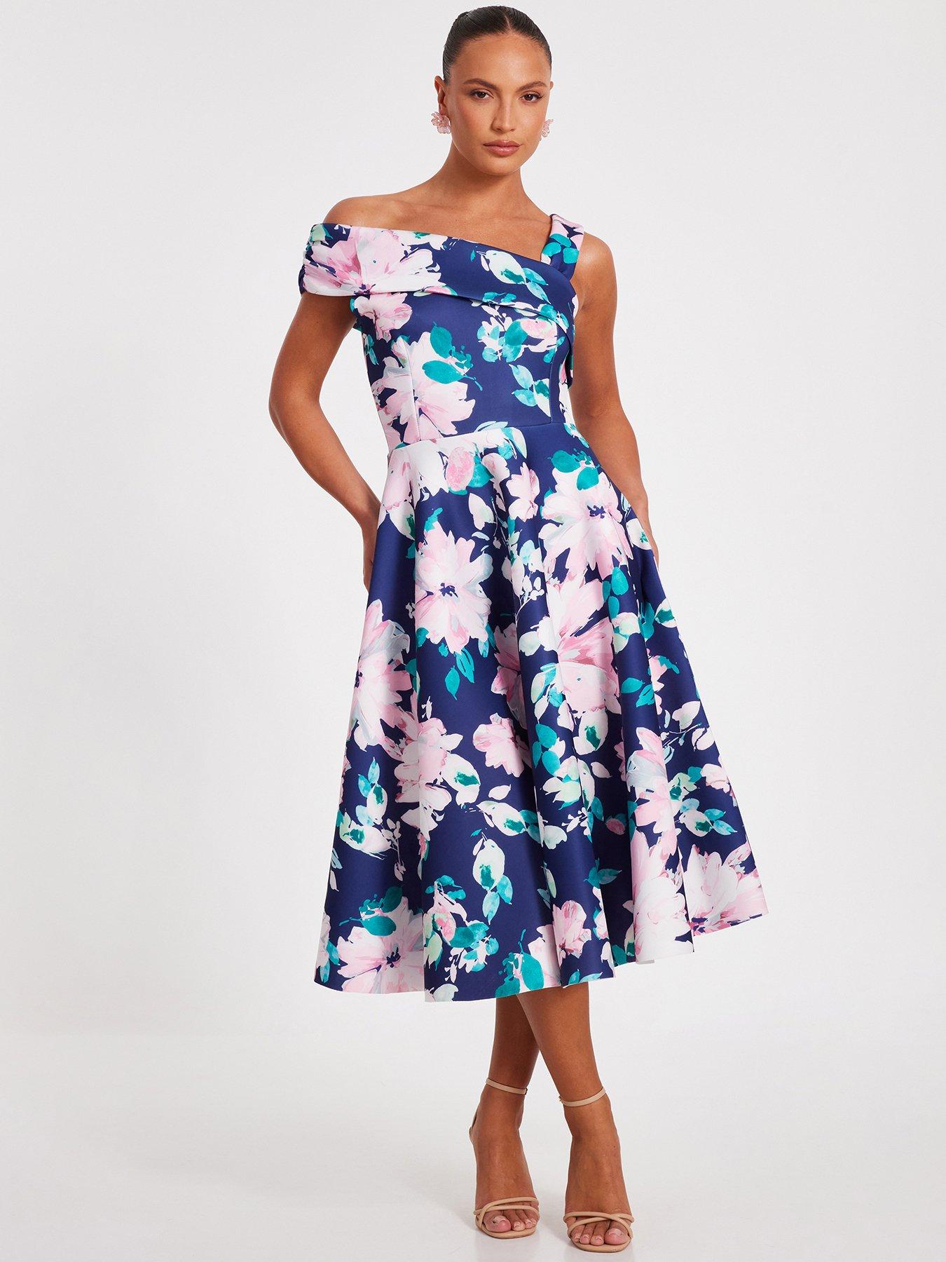 undefined Navy Floral Print Skater Dress
