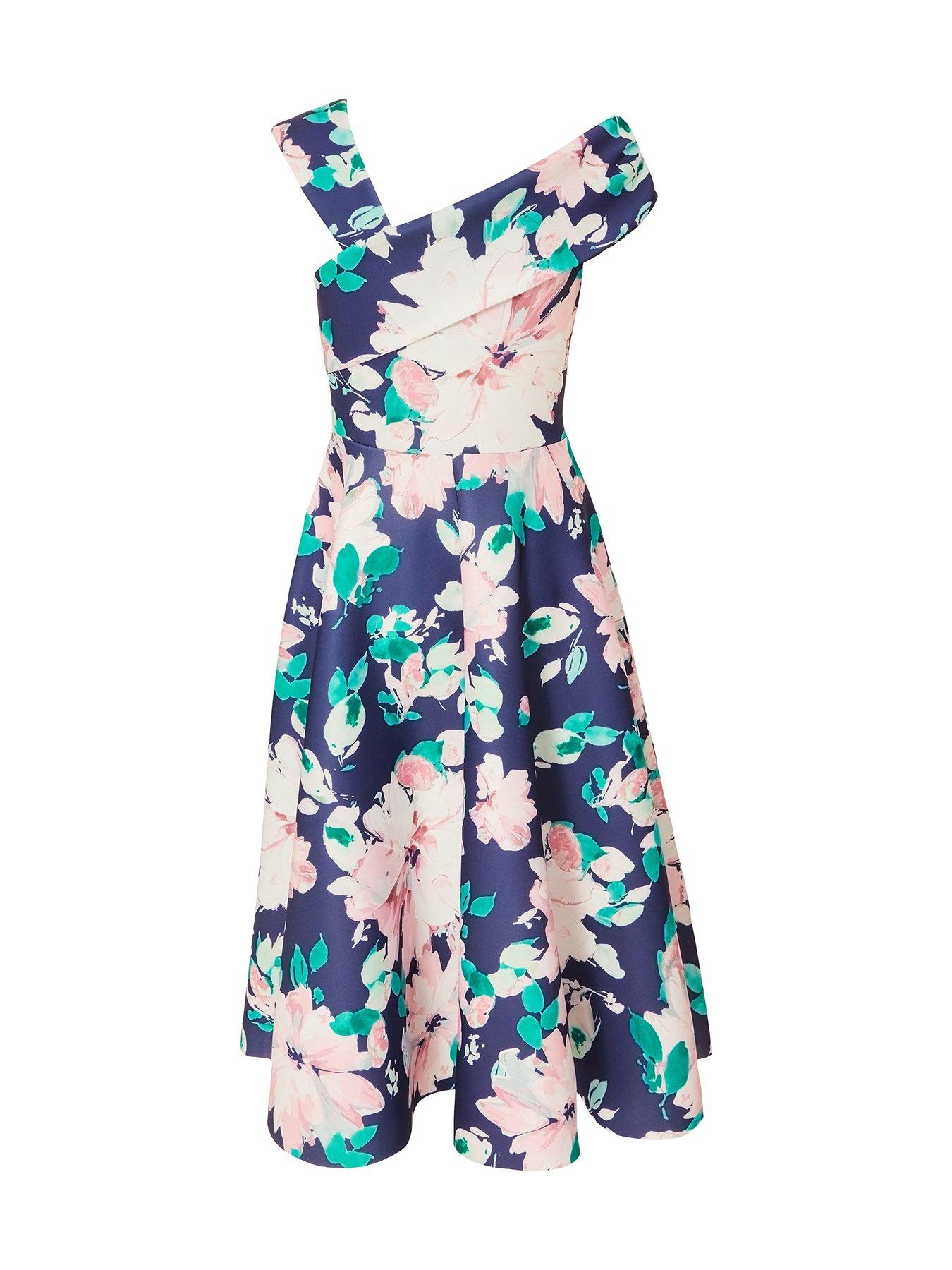 Image 5 of 6 of Quiz Navy Floral Print Skater Dress