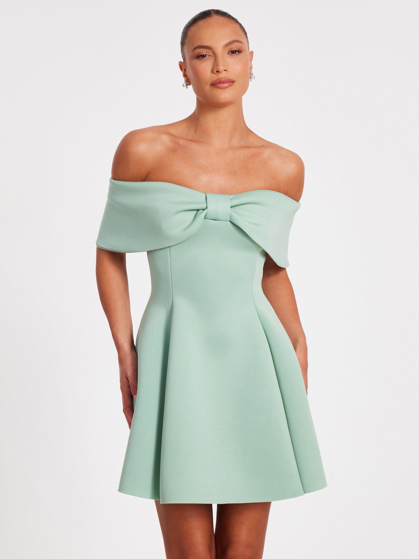 undefined Sage Bardot Bow Skater Dress