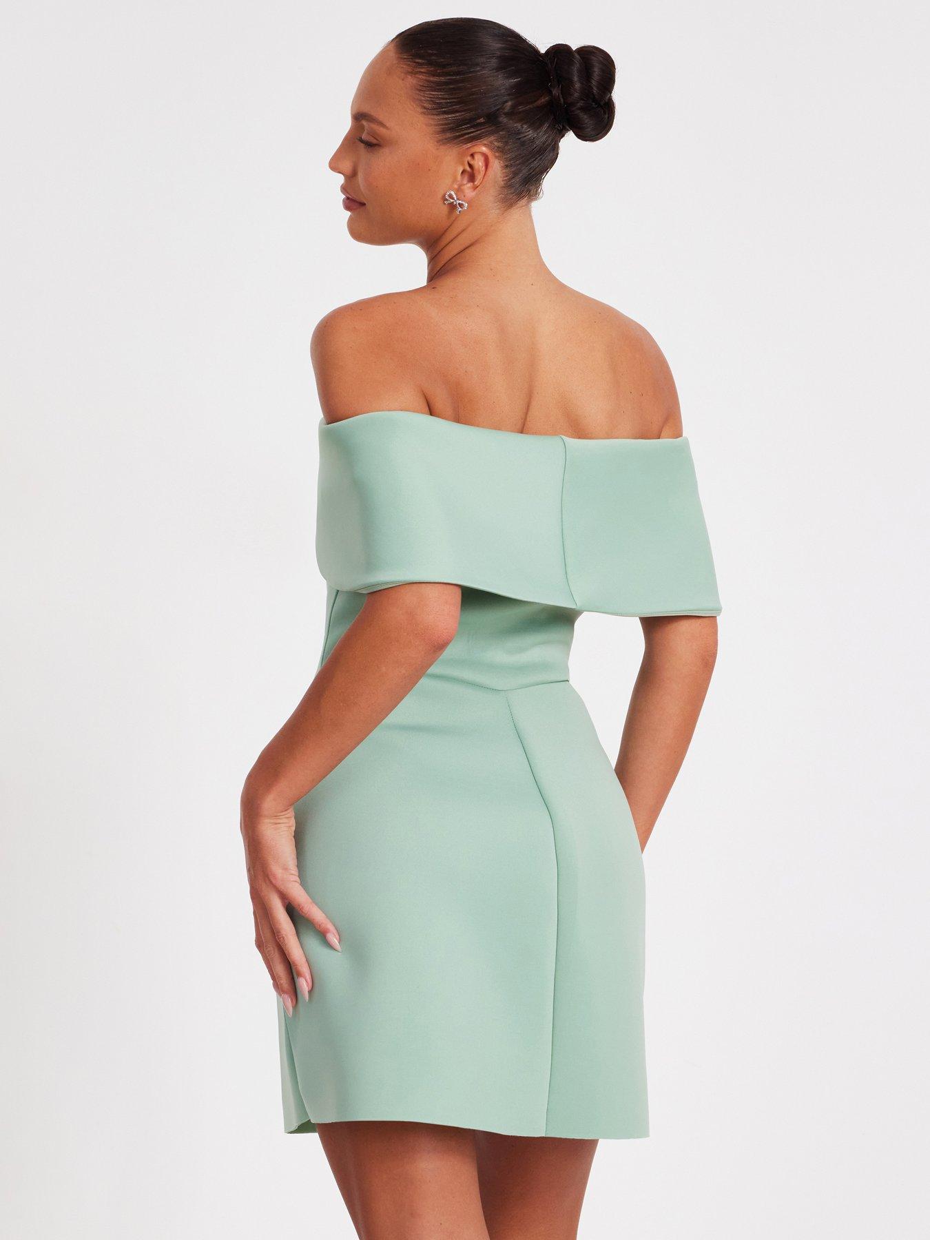 Quiz Sage Bardot Bow Skater Dress | Very