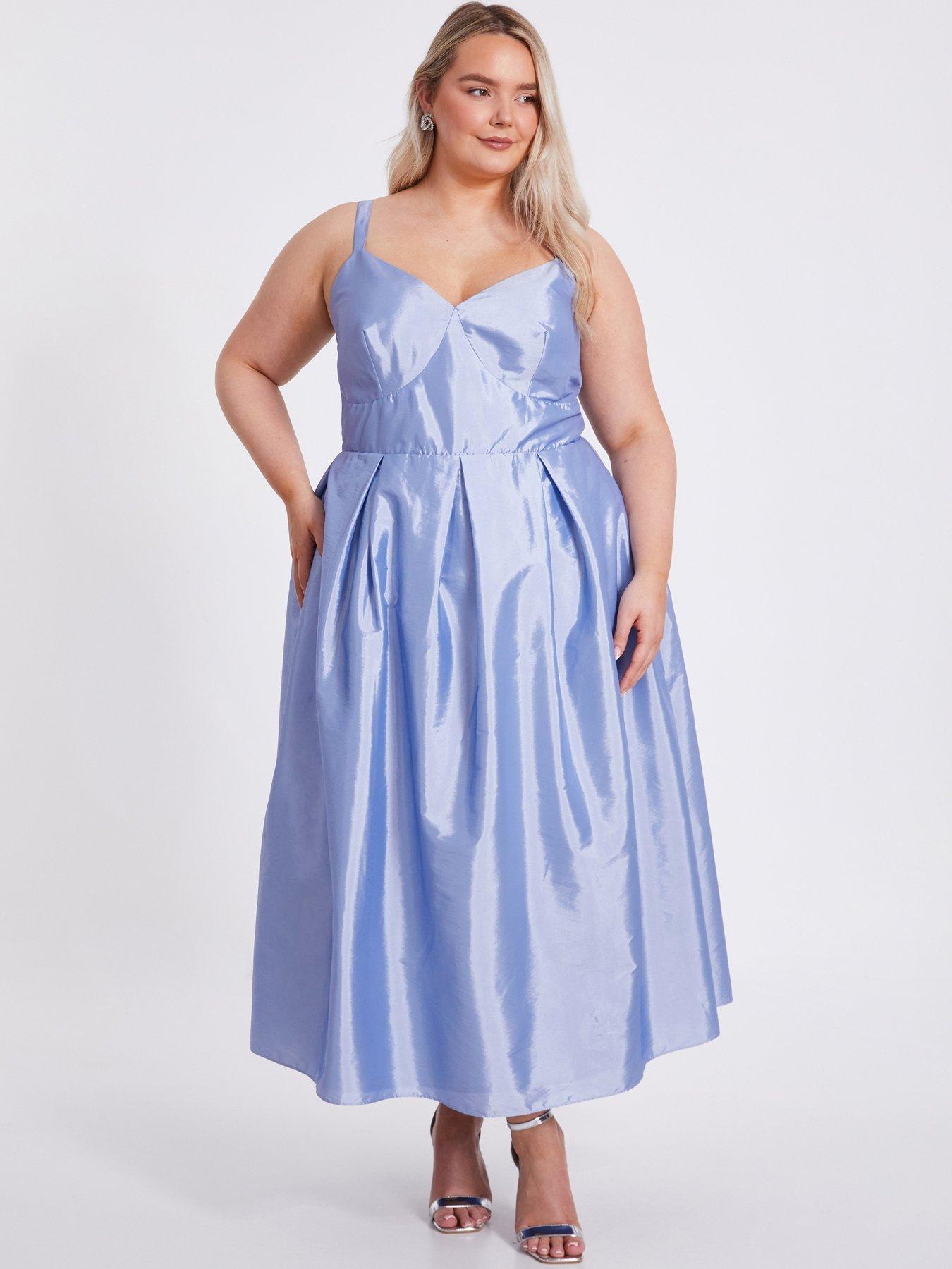 undefined Curve Light Blue Taffeta Midi Dress