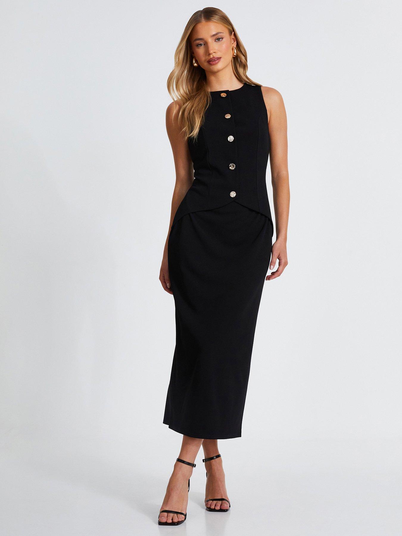 undefined Black Waistcoat Midi Dress