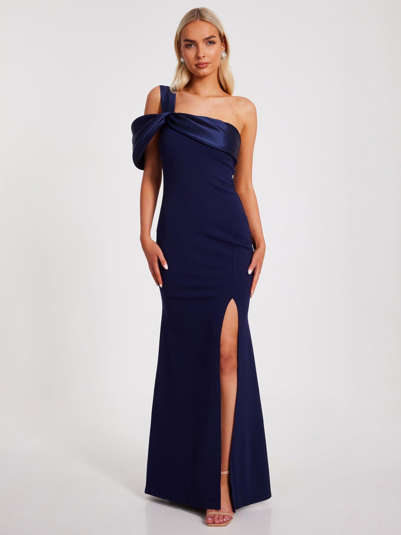 Quiz Navy One Shoulder Maxi Dress | Very