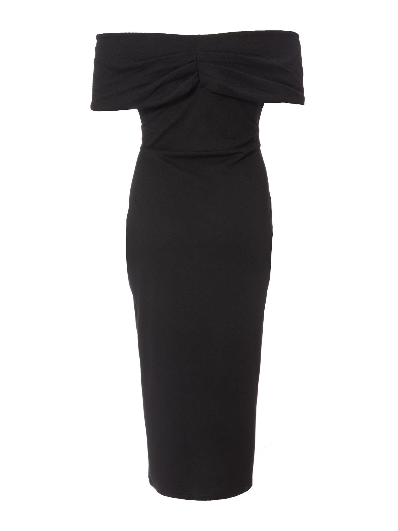 Image 5 of 6 of Quiz Curve Black Bardot Midi Dress