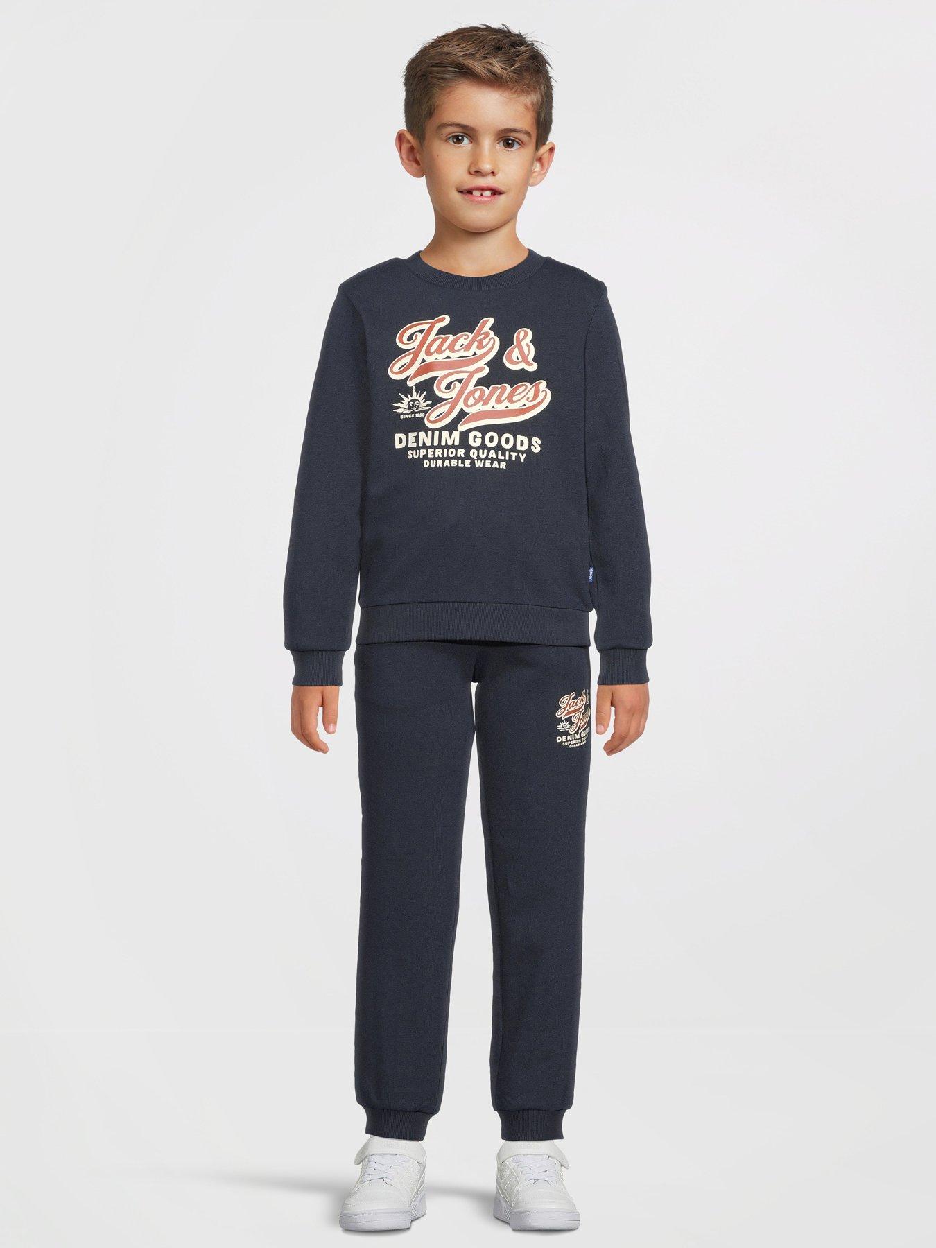Jack & Jones Mini Younger Boys 2 Piece Logo Sweat & Joggers - Sky Captain