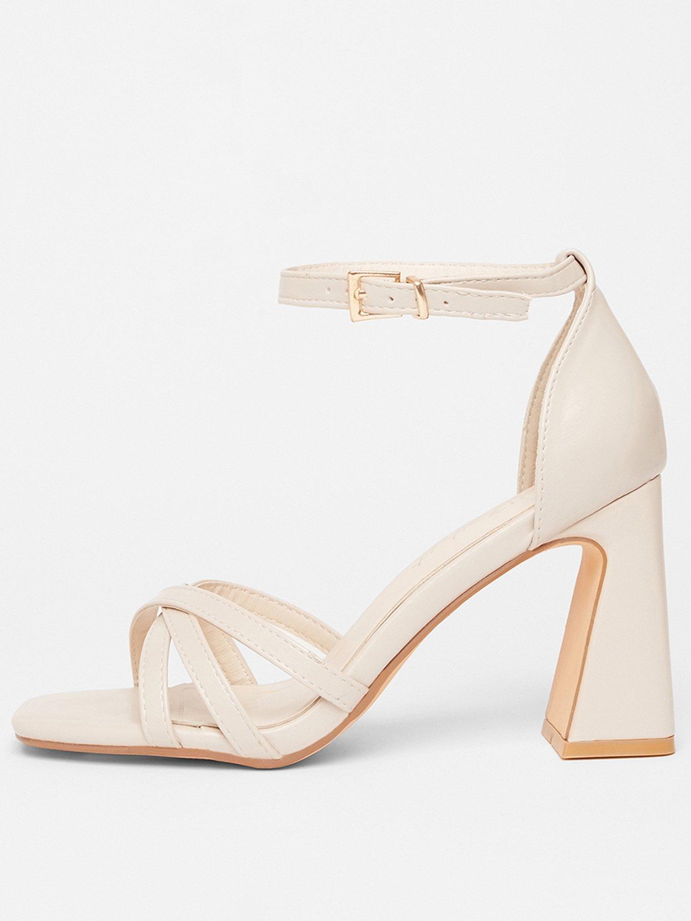 undefined Wide Fit Nude Faux Leather Block Heels