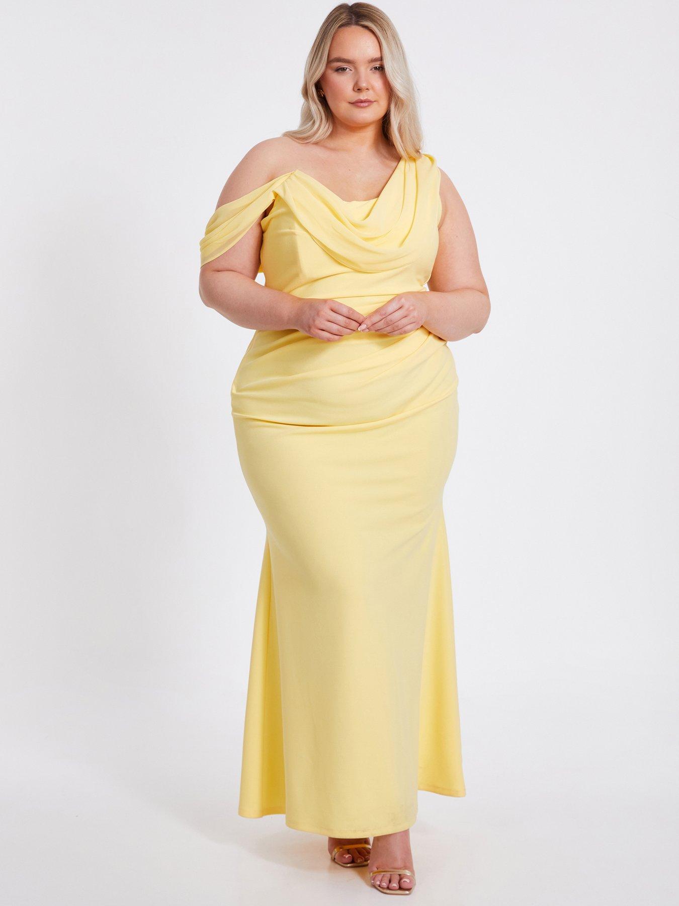 undefined Curve Lemon Asymmetric Maxi Dress