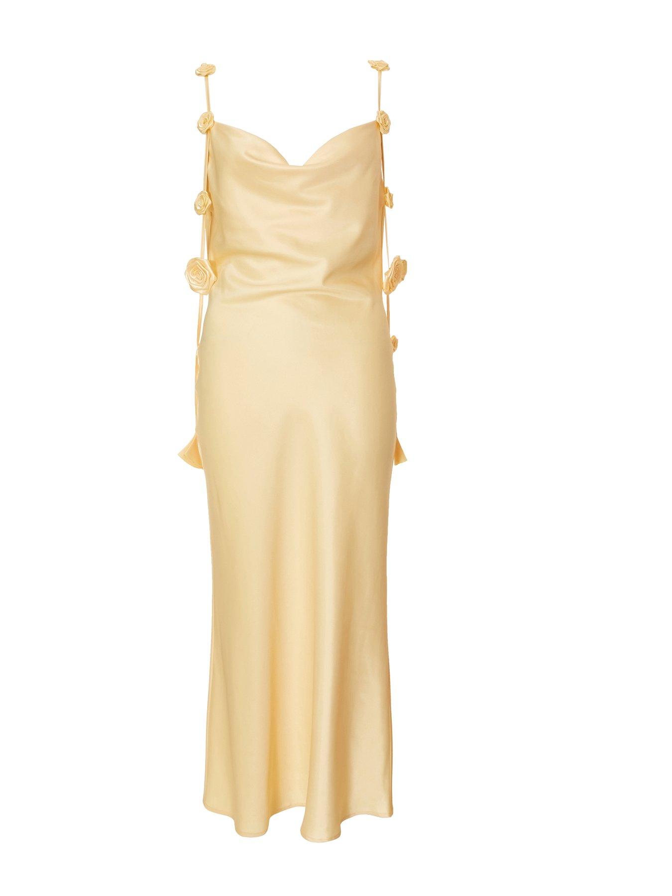 Quiz Petite Lemon Satin Midaxi Dress | Very