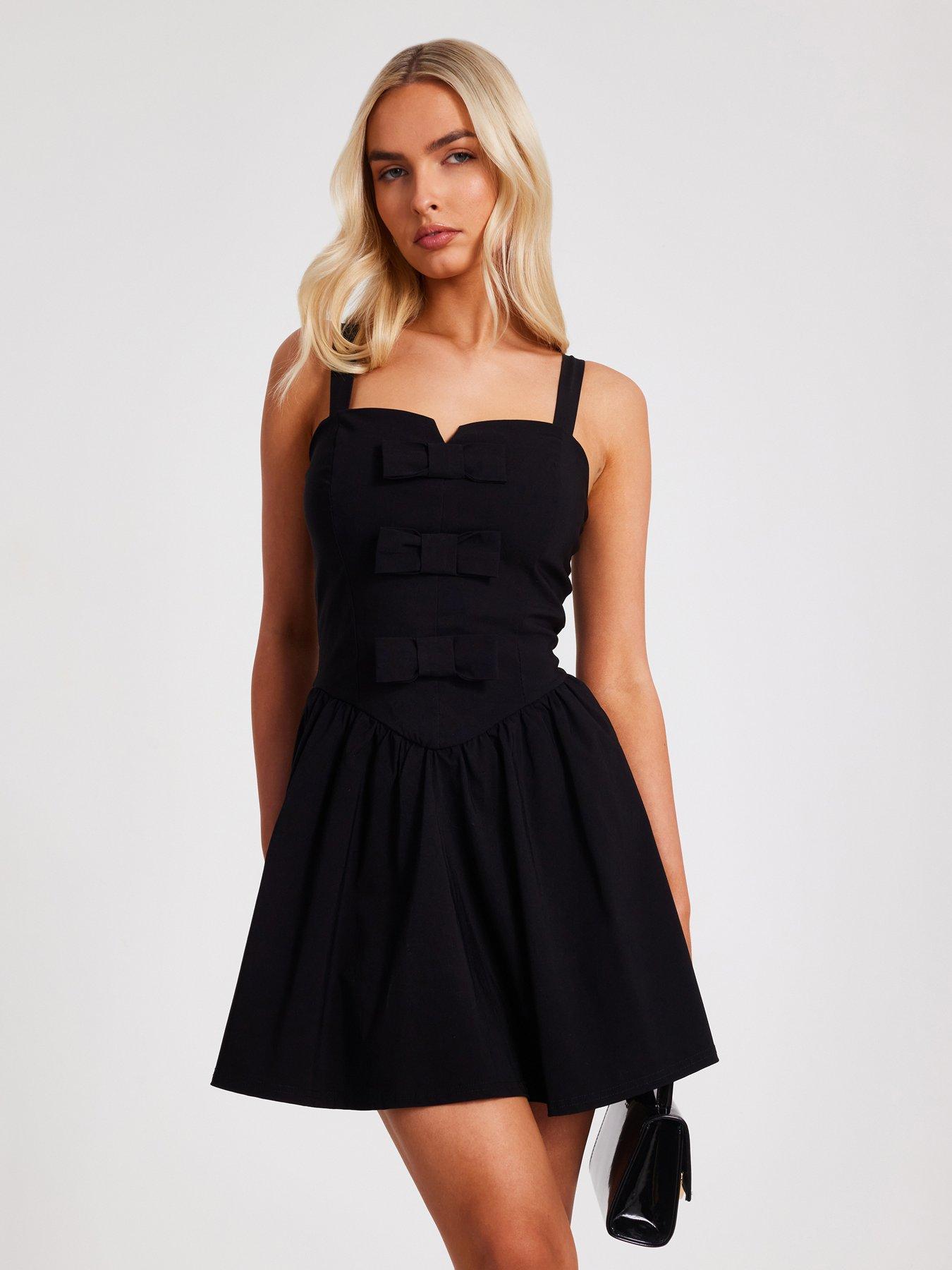 Quiz Black Bow Front Mini Dress | Very