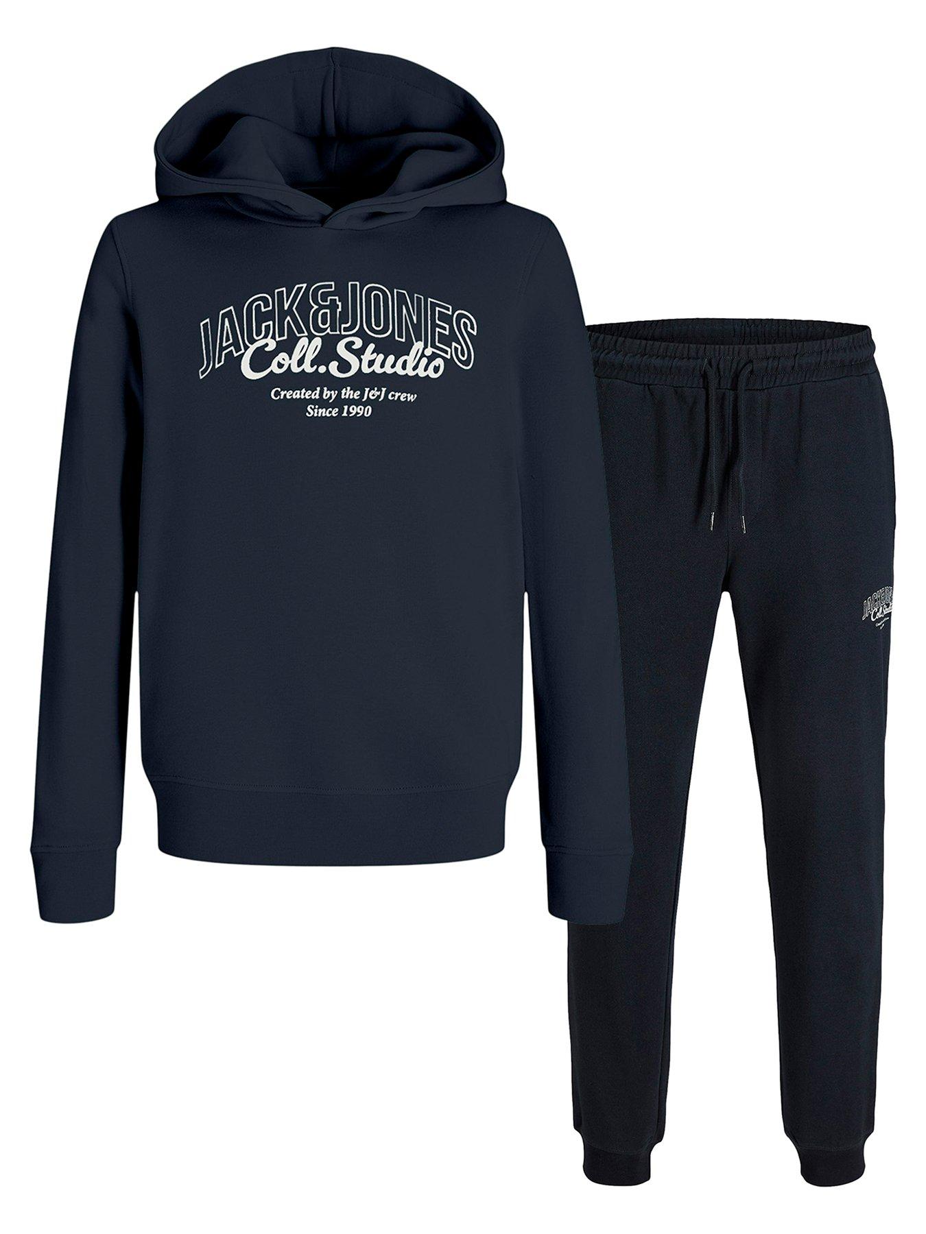 Jack & Jones Junior Boys Makoto Hoody Sweat Set - Navy