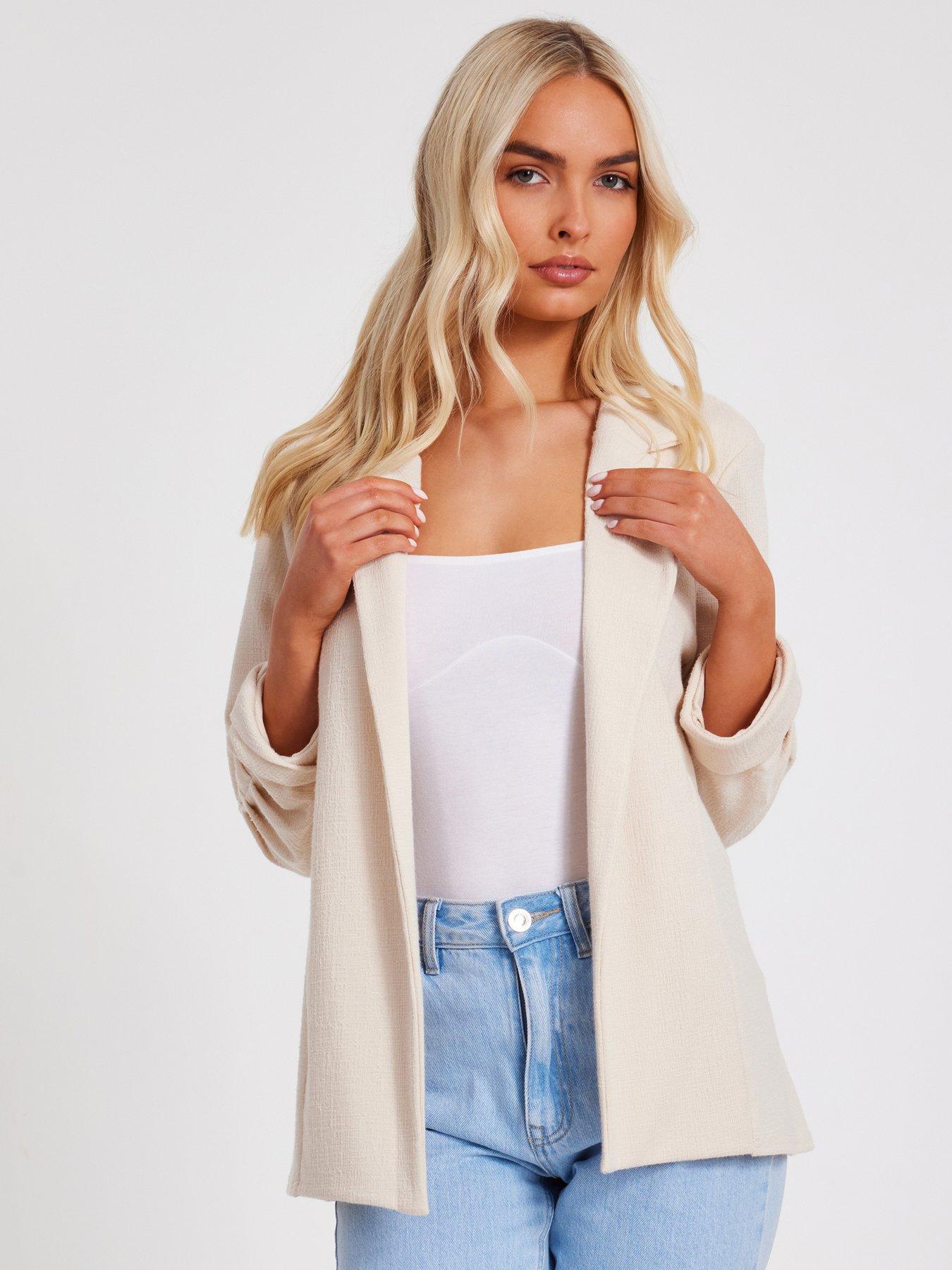 undefined Stone Ruched Sleeve Blazer
