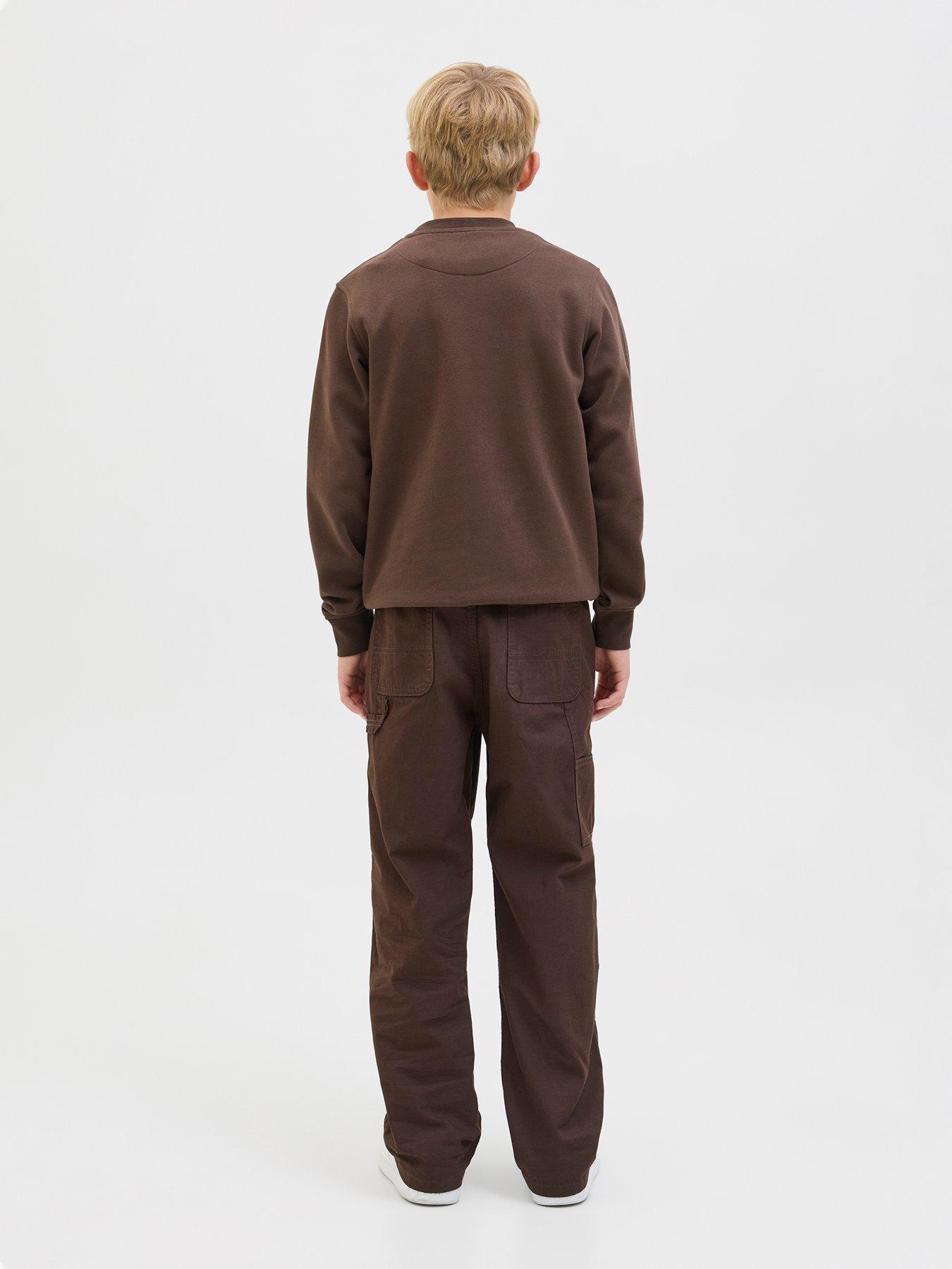 Image 4 of 7 of Jack & Jones Junior Boys Alex Andre Carpenter Trousers - Brown