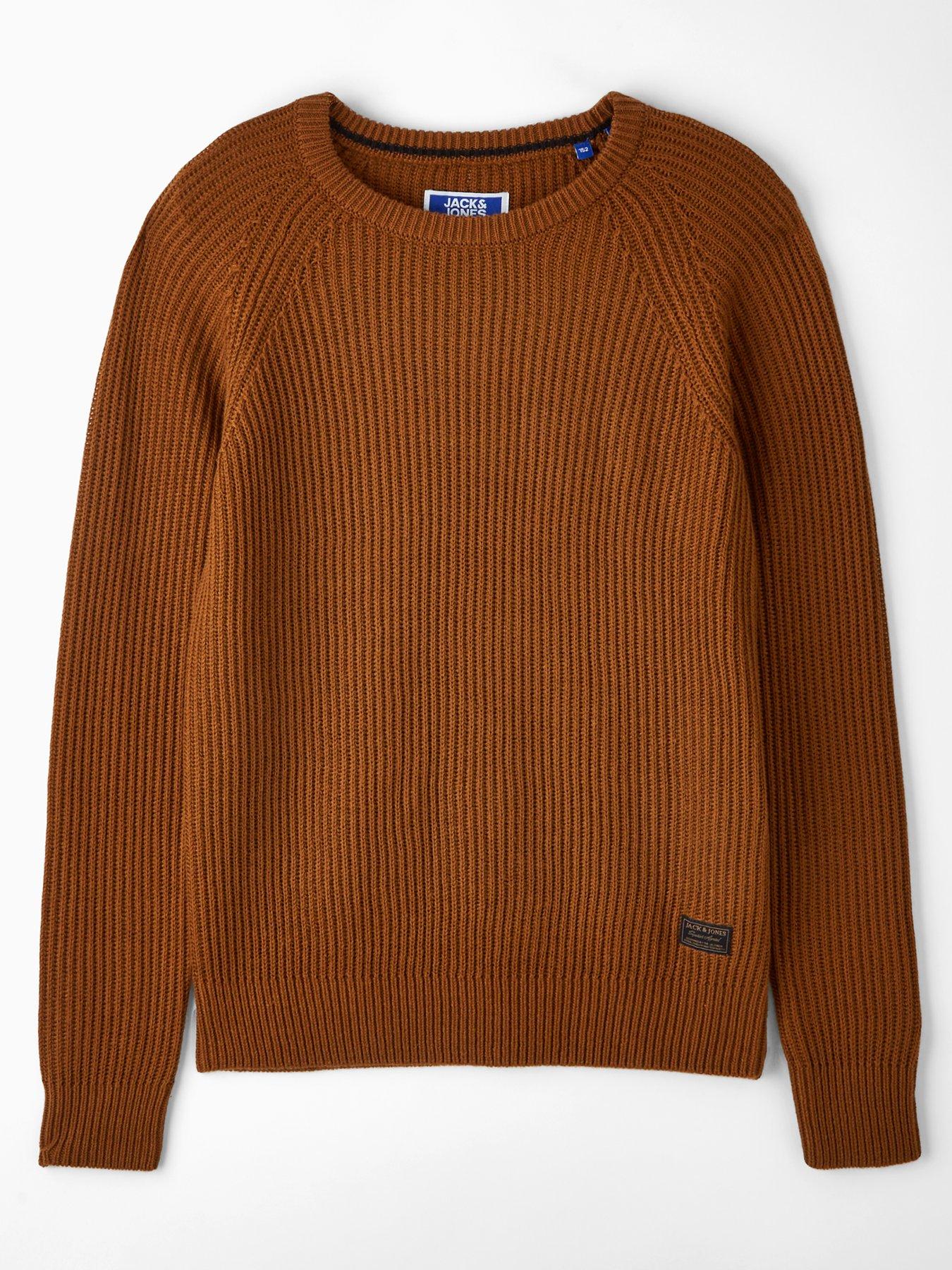 Jack & Jones Junior Boys Pannel Knitted Jumper - Brown