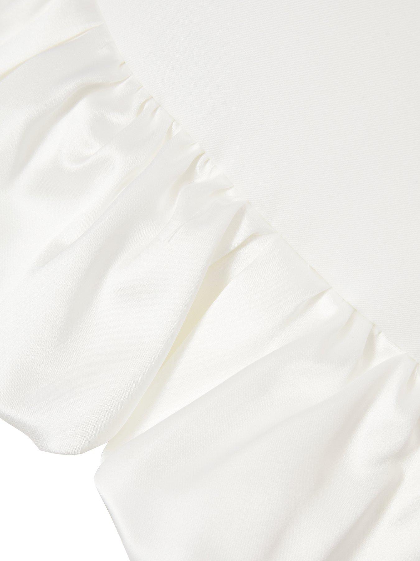  image of quiz-white-satin-ruched-dress