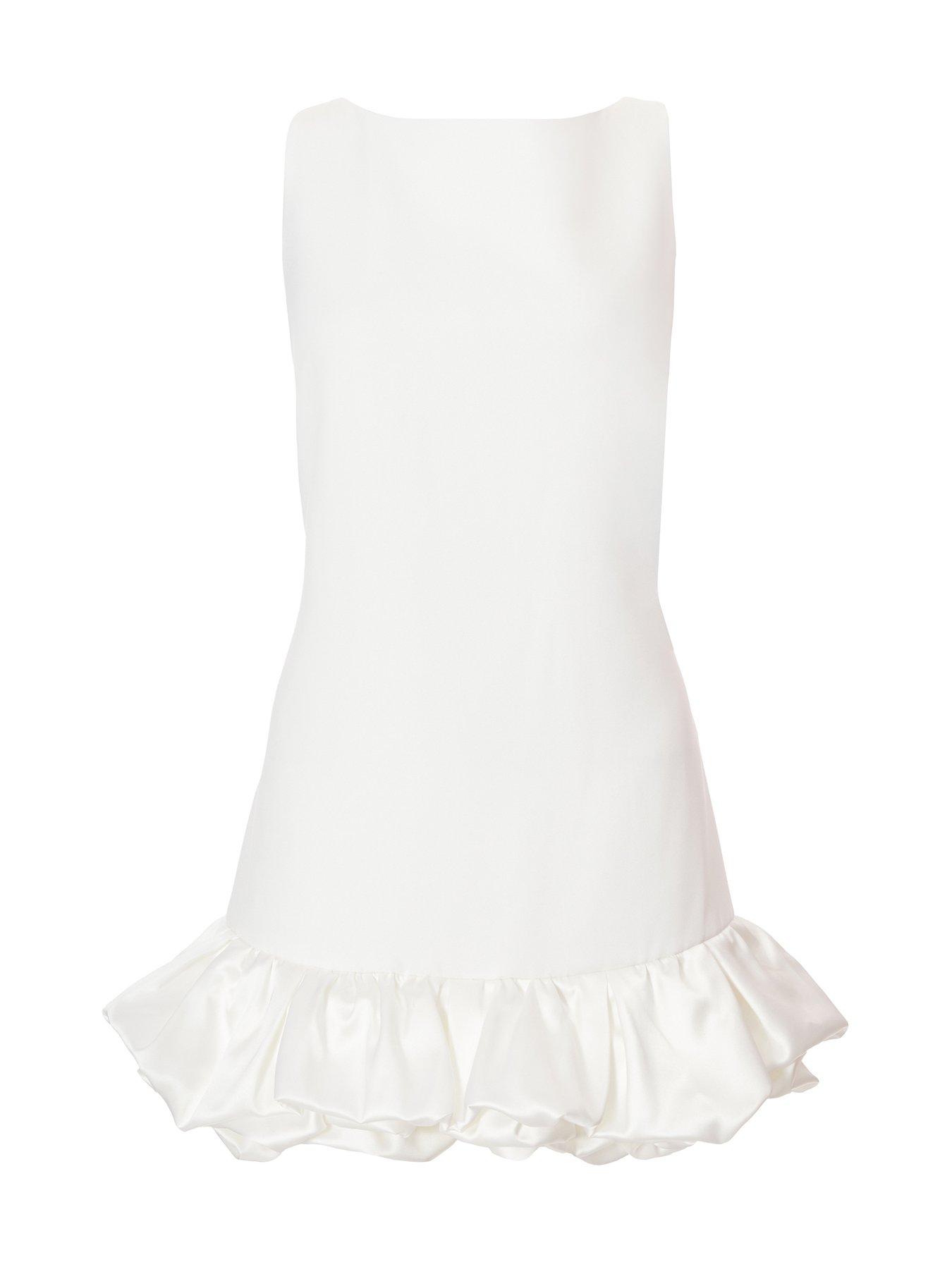 image of quiz-white-satin-ruched-dress