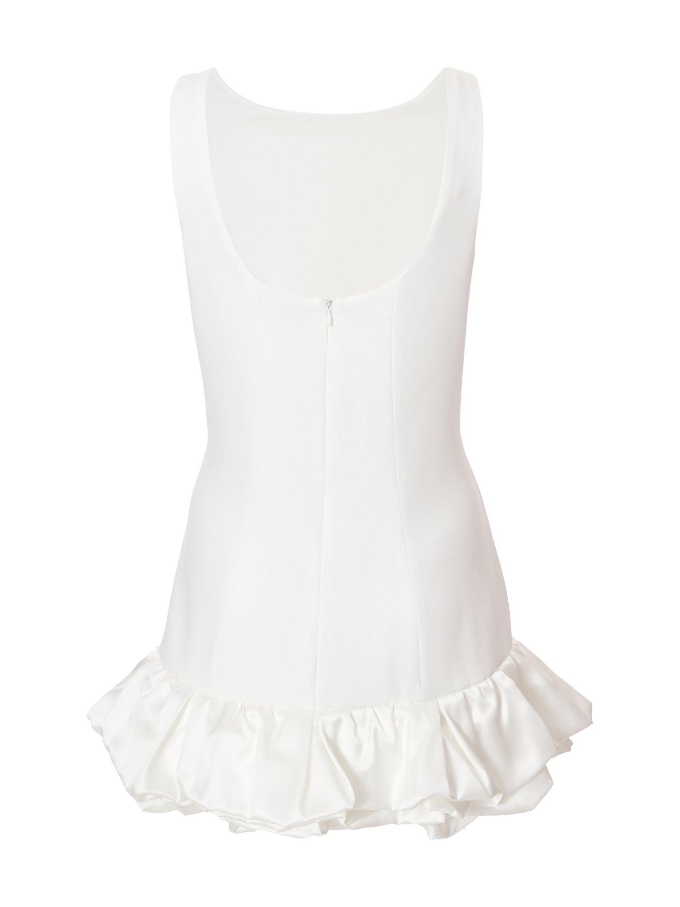  image of quiz-white-satin-ruched-dress