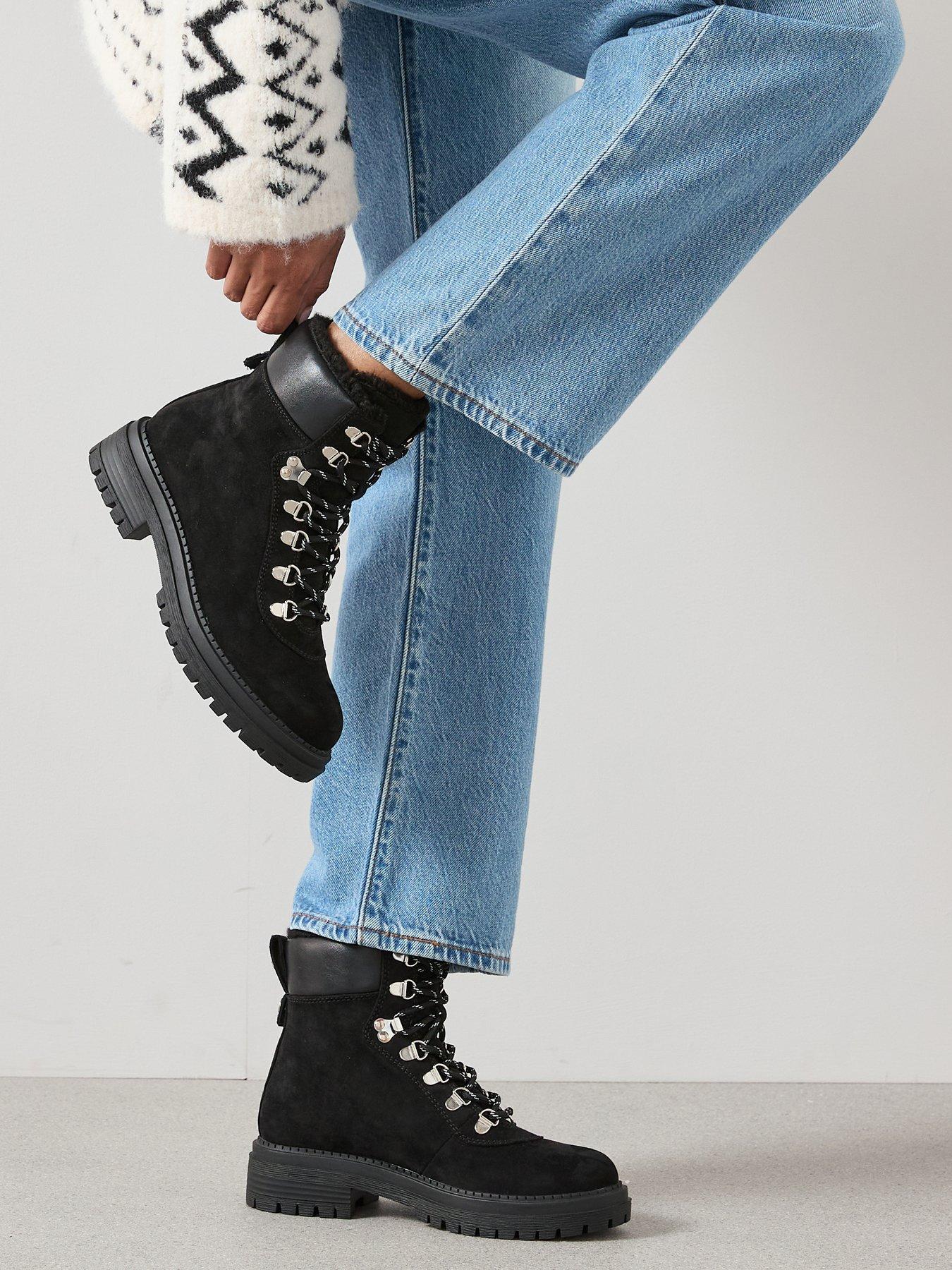 The Very Collection Lace Up Hiker Boot - Black